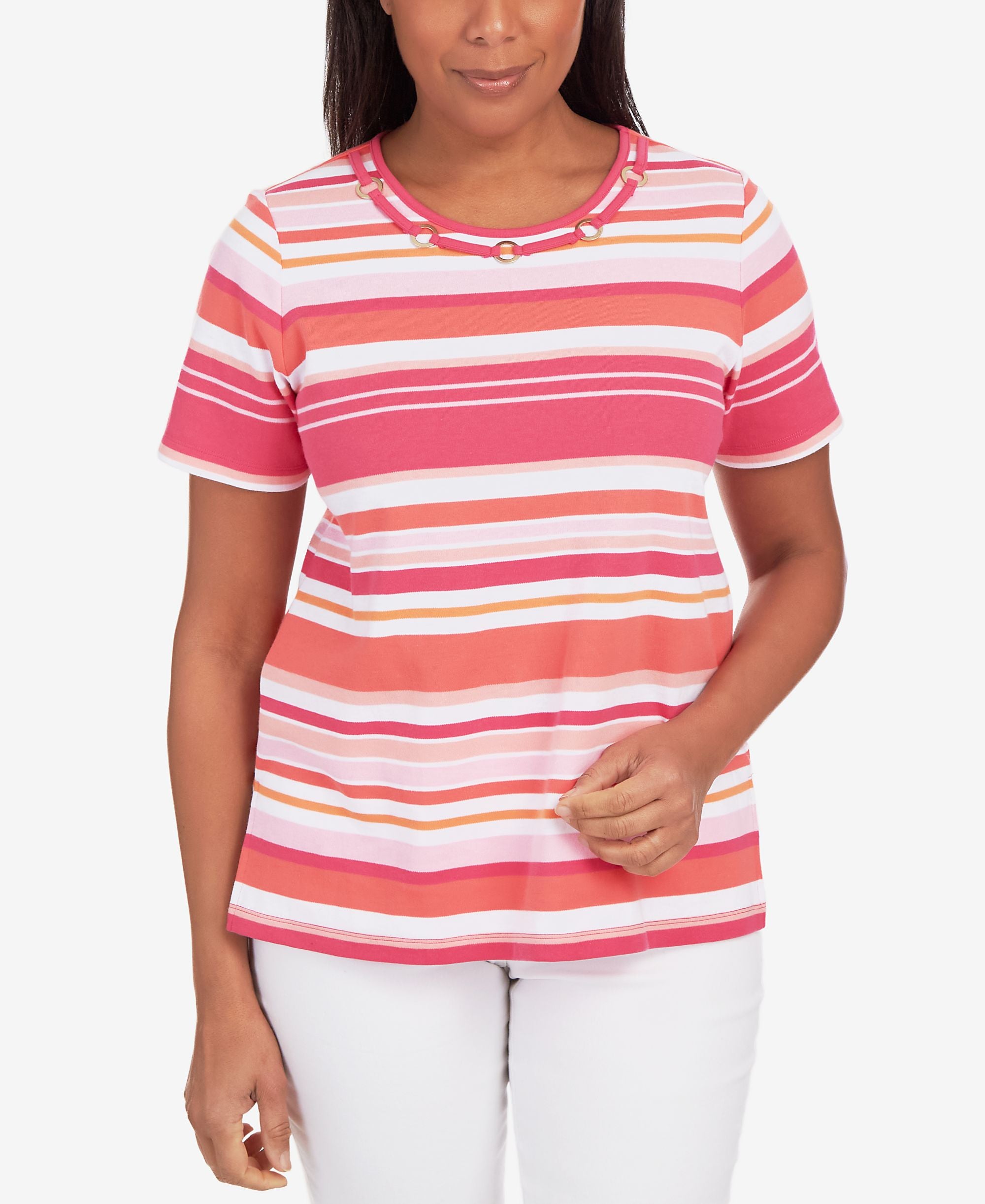 Women's Striped Ring Detail T-shirt