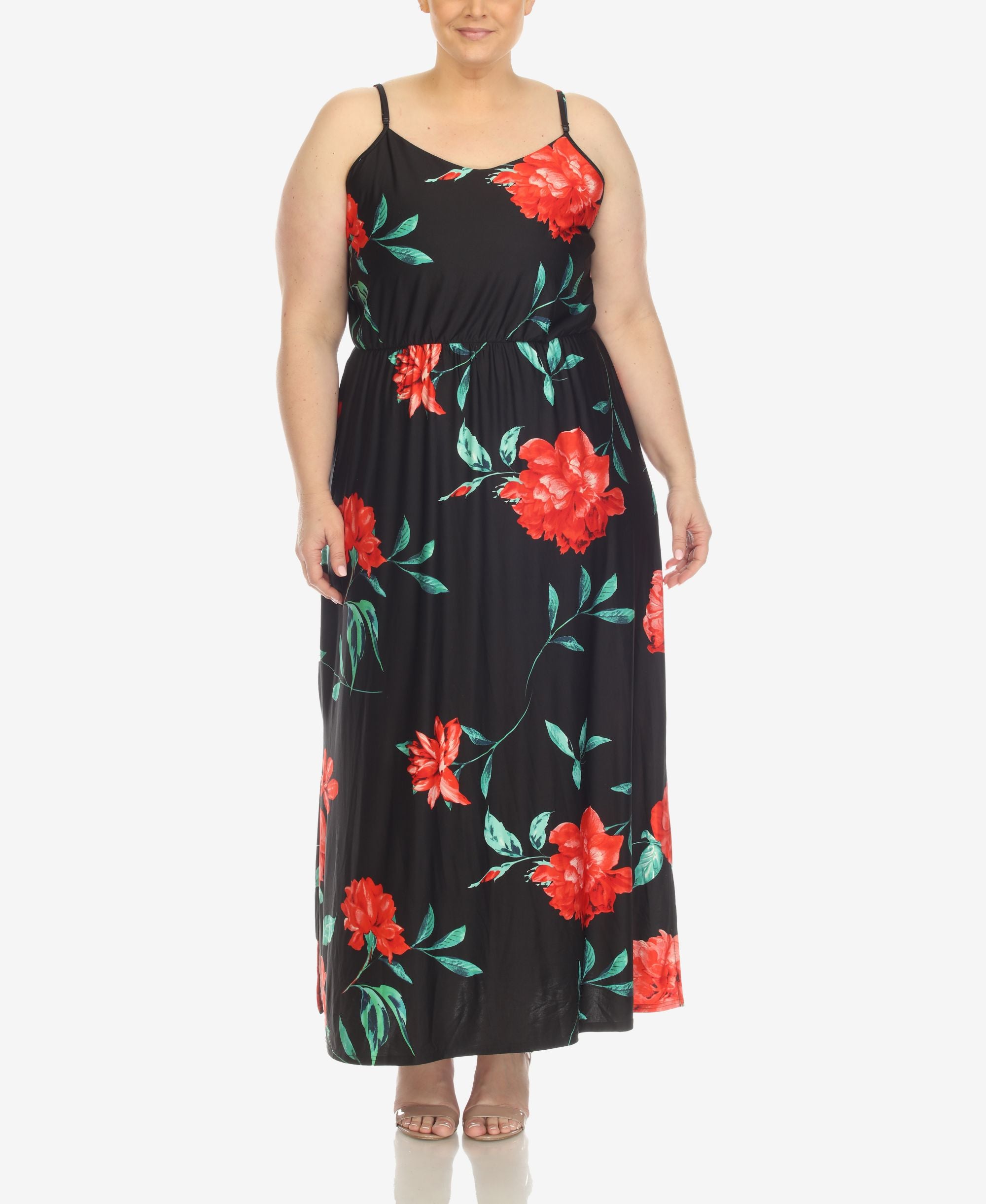 Plus Size Floral Strap Maxi Dress