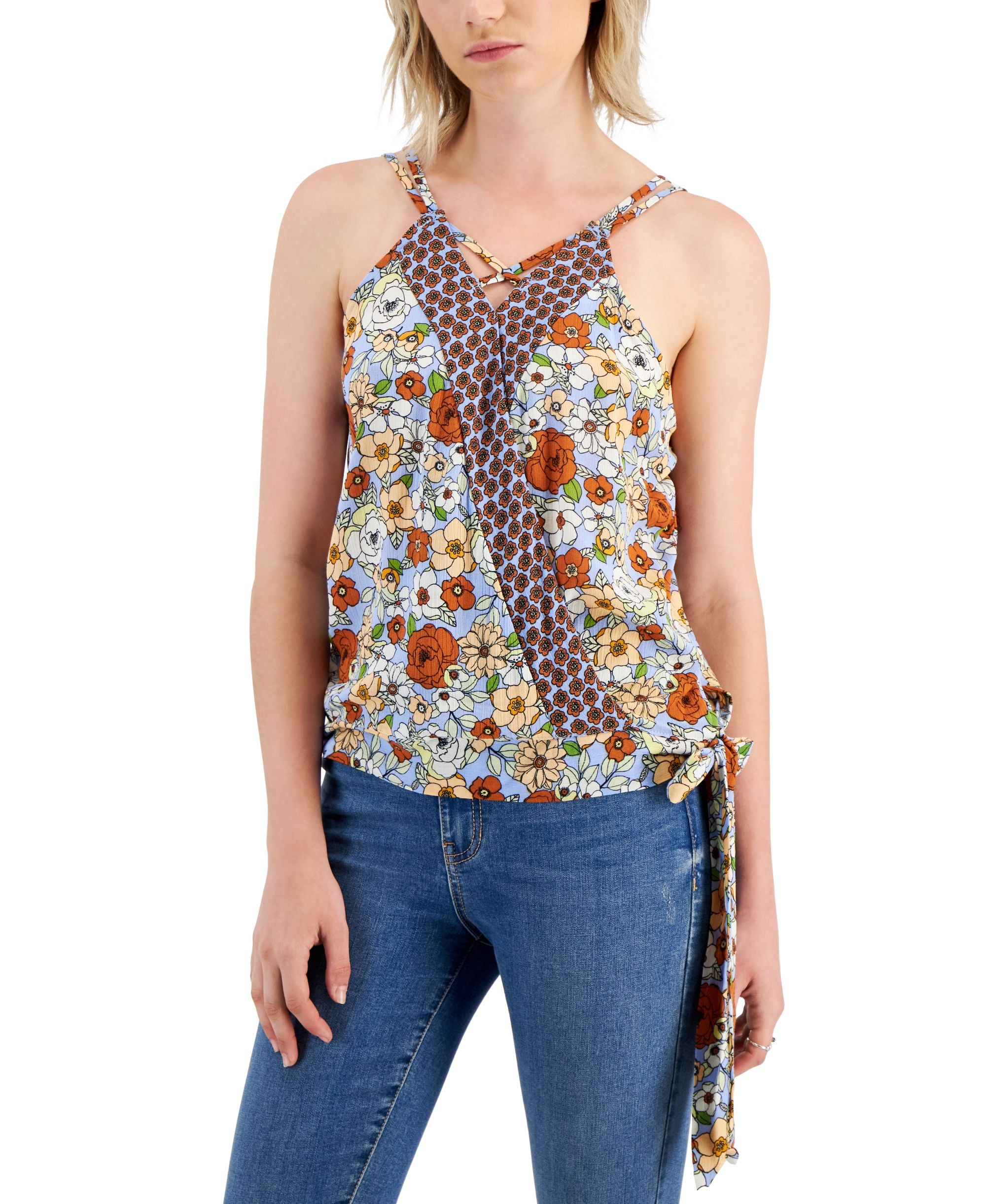 Crave Frame Juniors' Surplice-Neck Sleeveless Tank Top