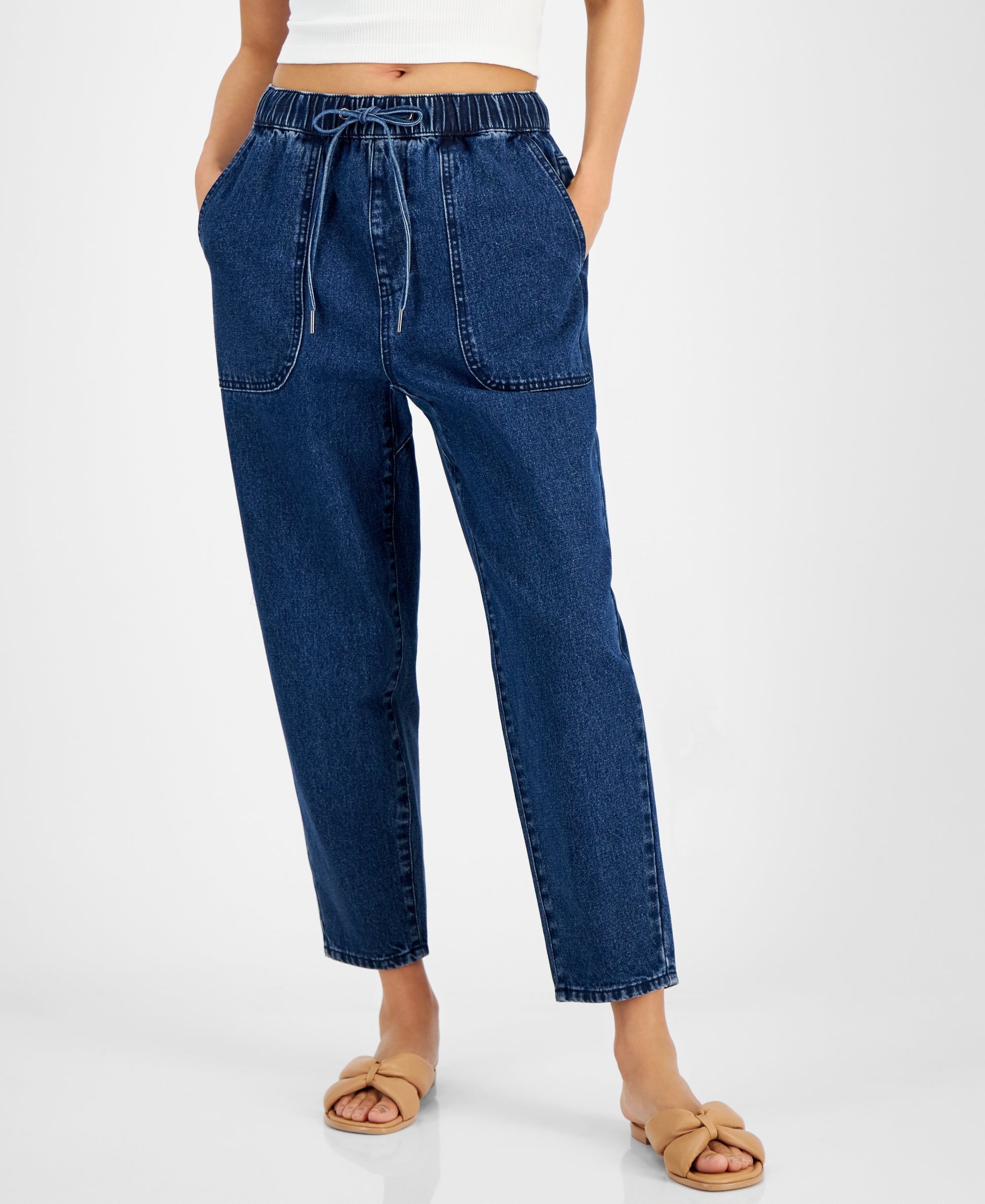 Juniors' Denim Drawstring Pants