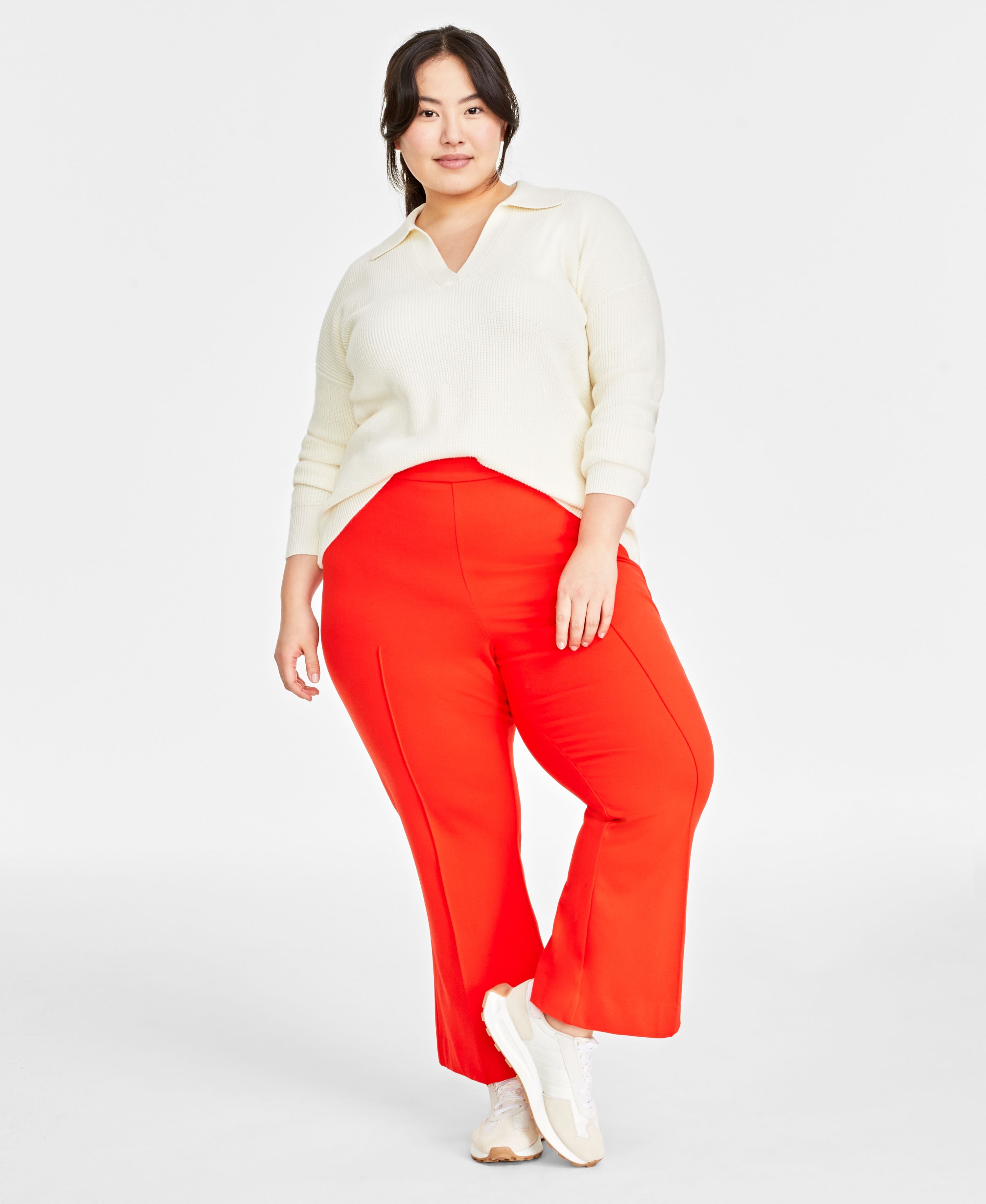 Trendy Plus Size Pont� Kick-Flare Ankle Pants, Regular and Short Length