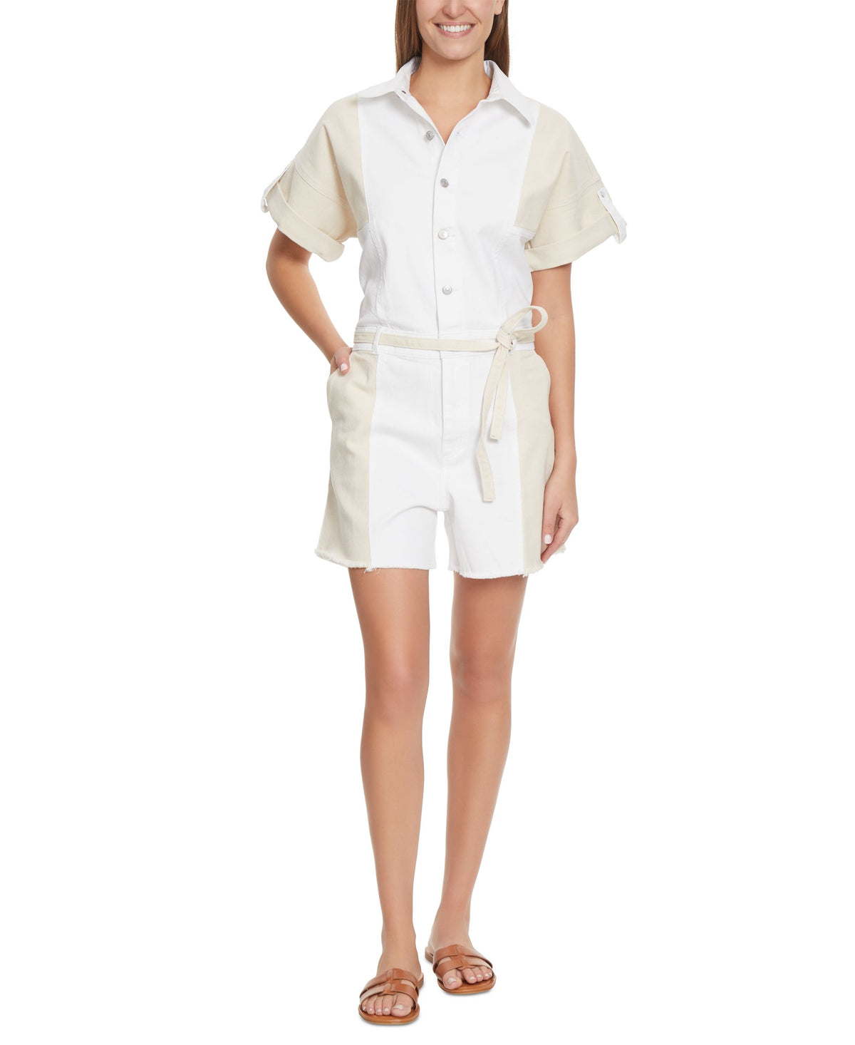 Women's Gloria Vanderbilt x Christian Siriano Colorblocked Short-Sleeve Romper