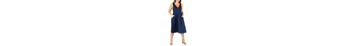 Plus Size Midi Fit and Flare Pocket Dress