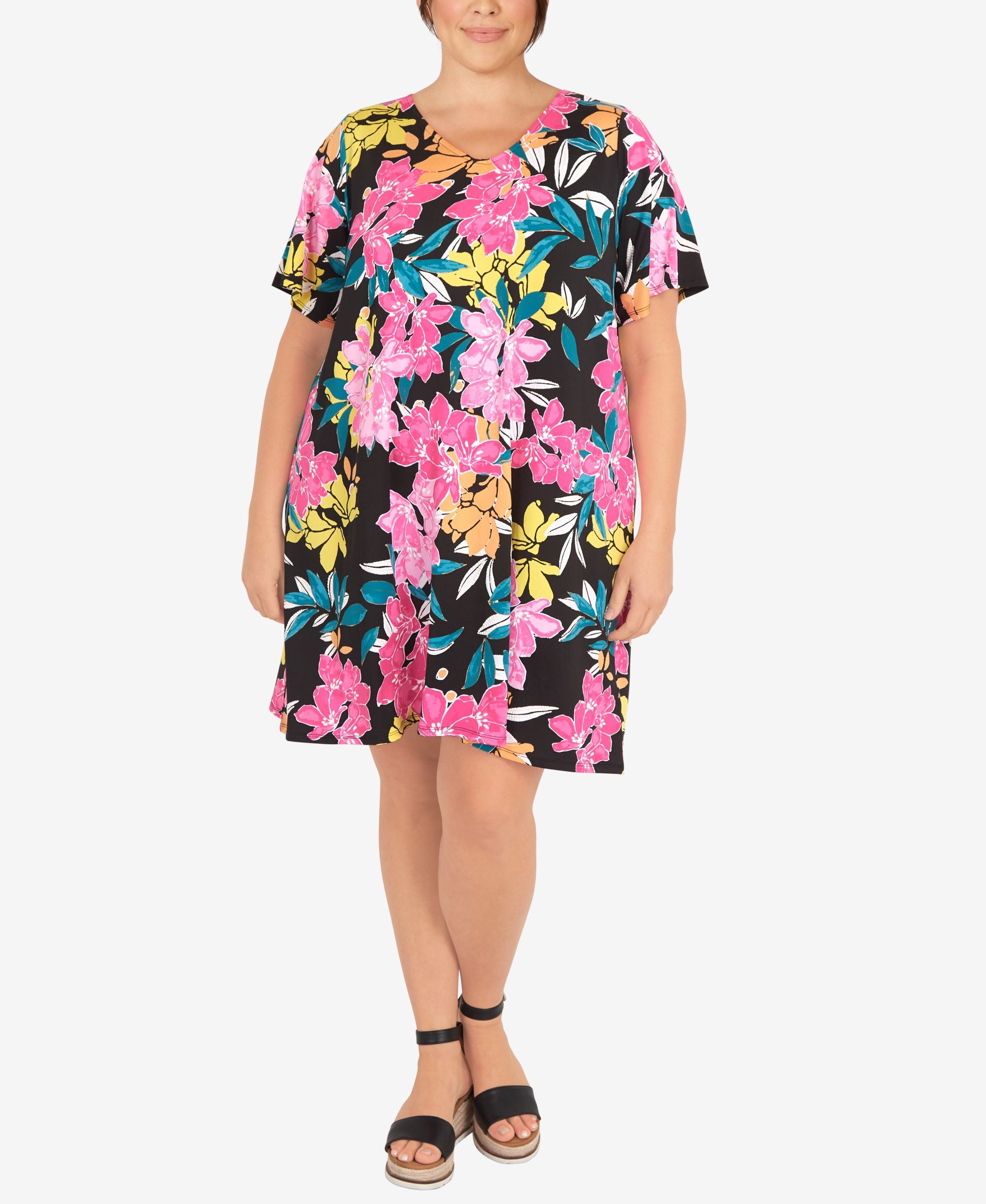Plus Size Hawaiian Floral Print Dress