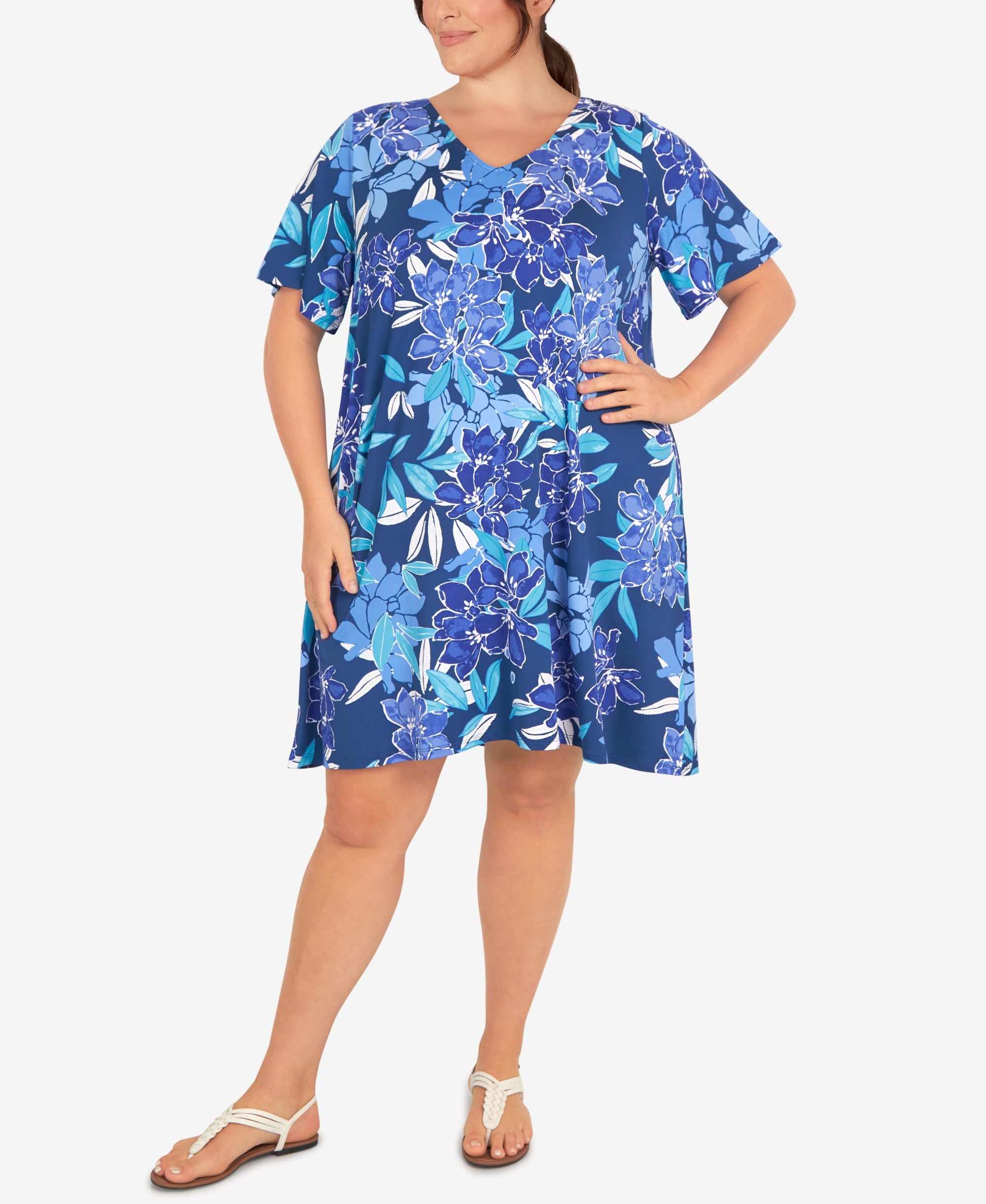 Plus Size Hawaiian Floral Print Dress