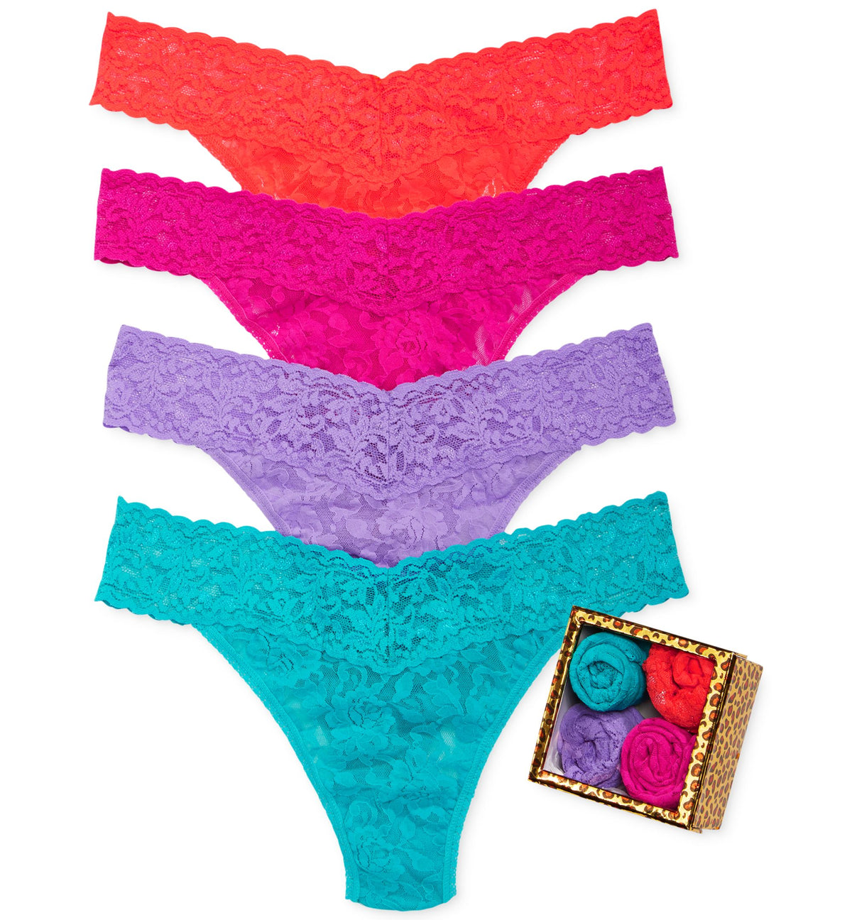 Hanky Panky Womens Holiday Leopard Box Original Rise 4 Pack Panties OS