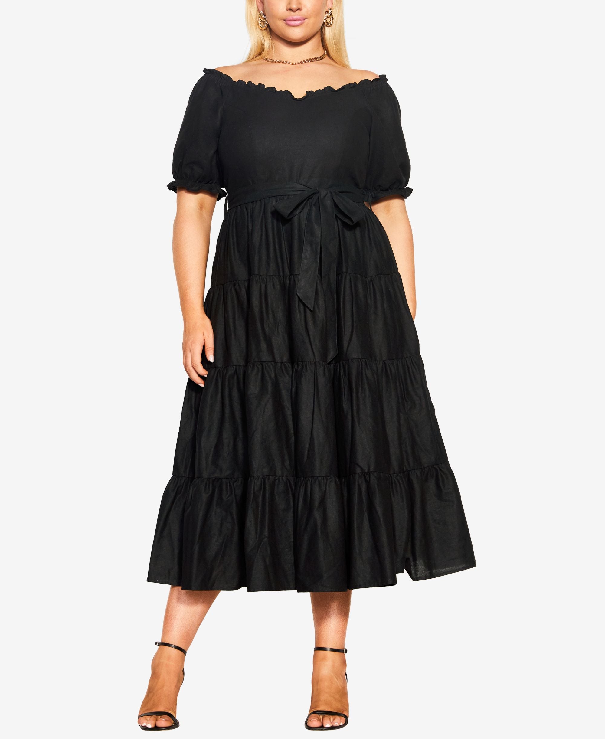Trendy Plus Size Puff Sleeve Maxi Dress