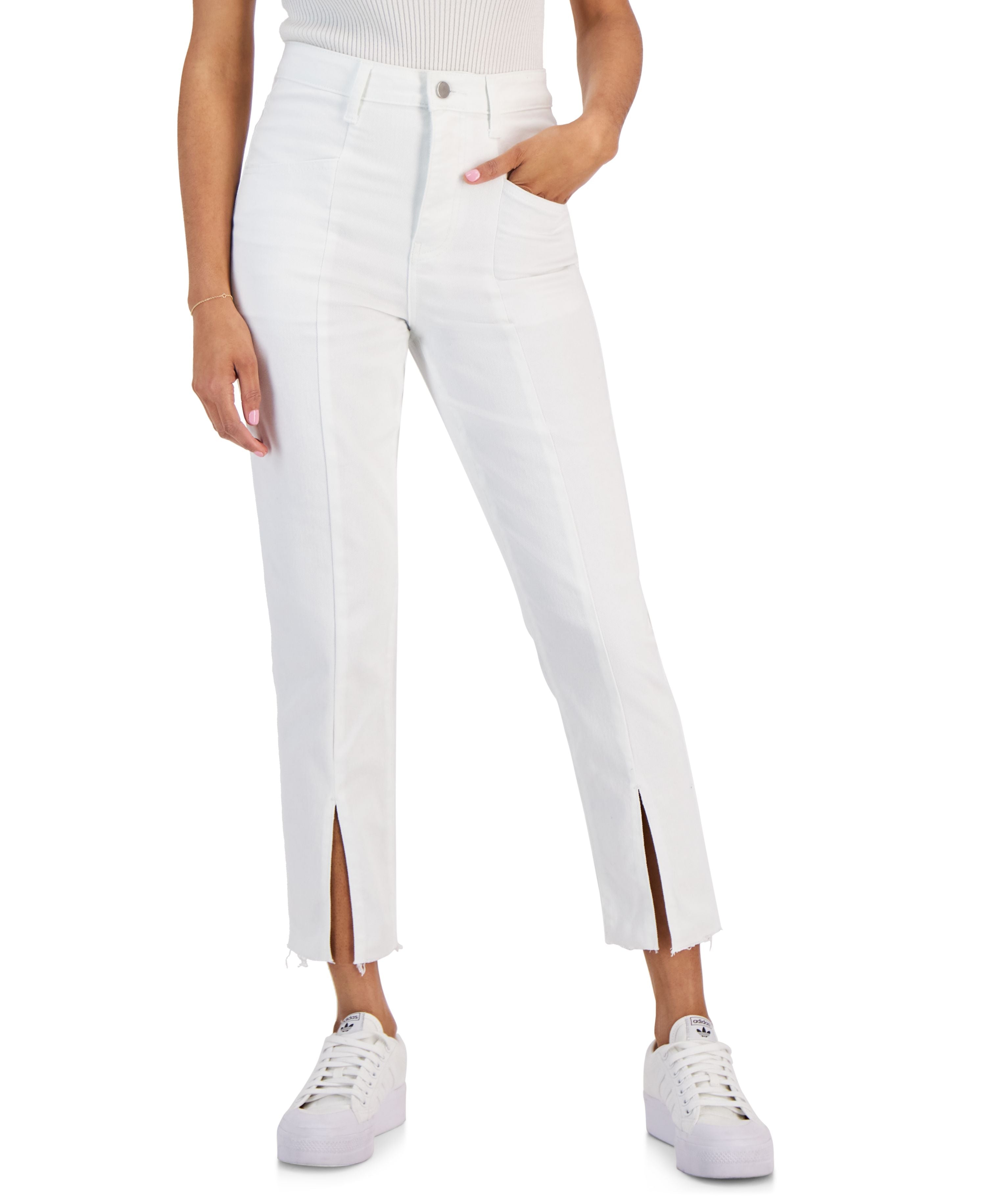 Juniors' High-Rise Seamed Split-Hem Skinny Jeans