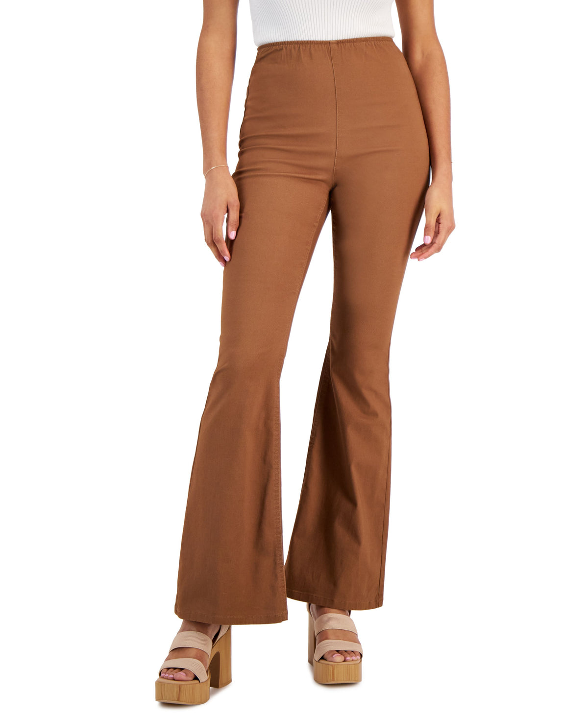 Juniors' High-Rise Pull-On Flare Pants