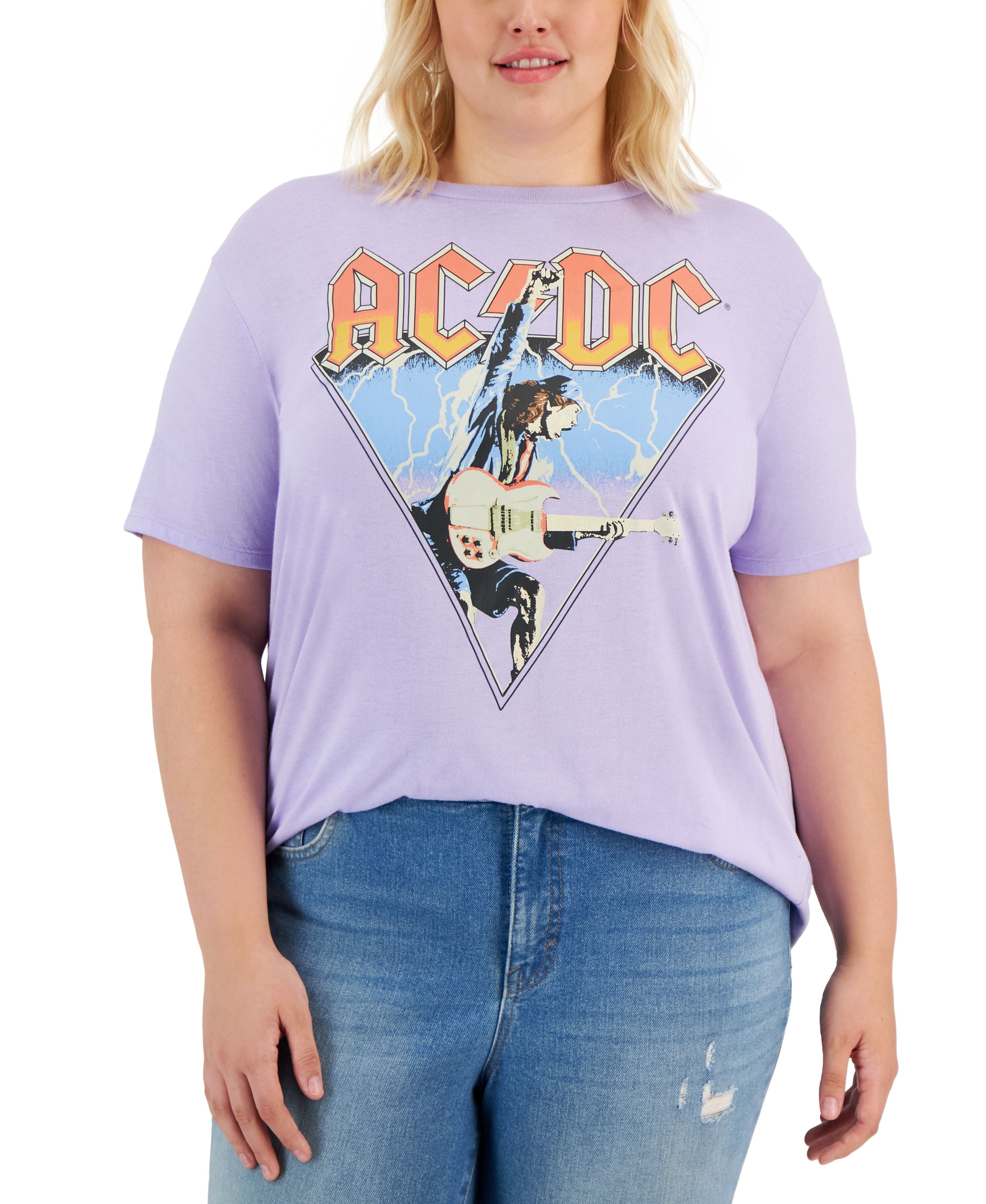 Trendy Plus Size AC/DC Lightning Graphic T-Shirt
