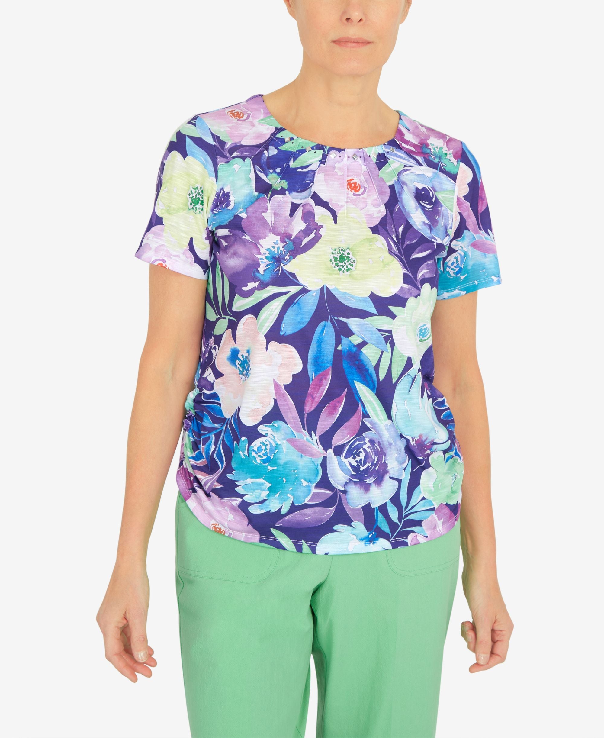 Women's Cinched Waist Floral T-shirt
