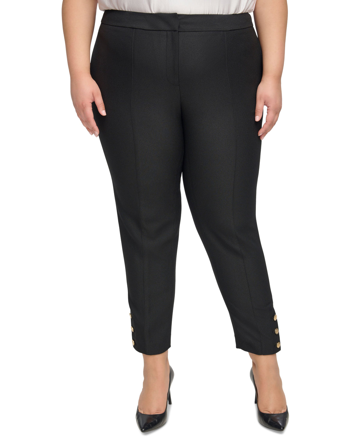 Plus Size Mid Rise Straight-Fit Slim Ankle Pants