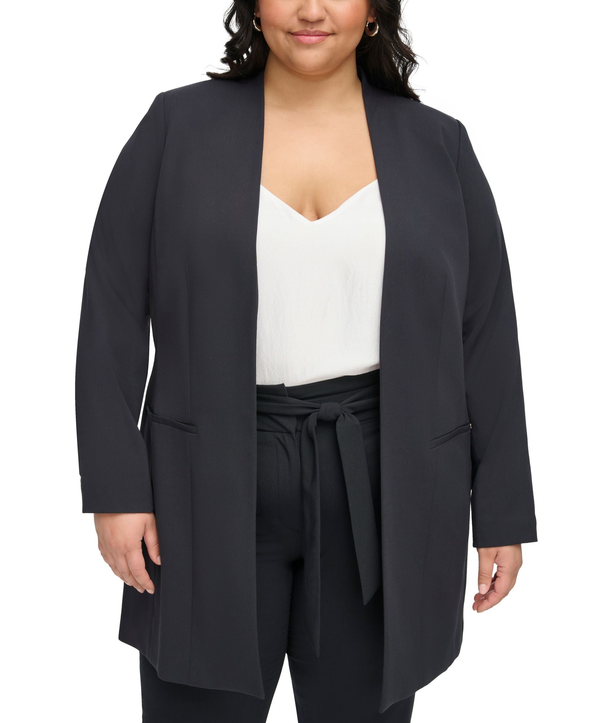 Plus Size Collarless Topper Jacket