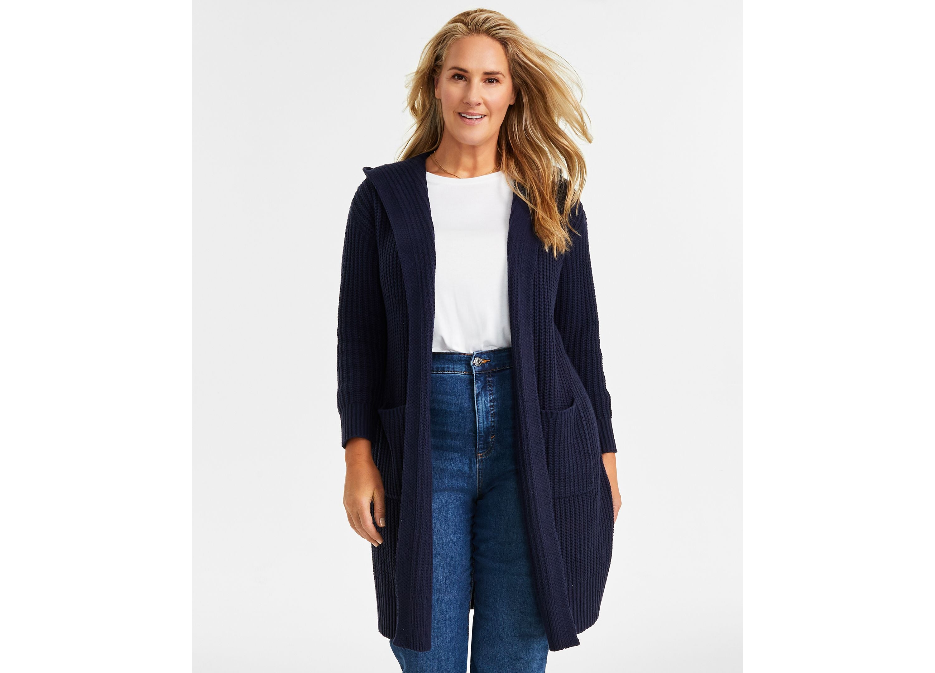 Plus Size Hooded Cardigan