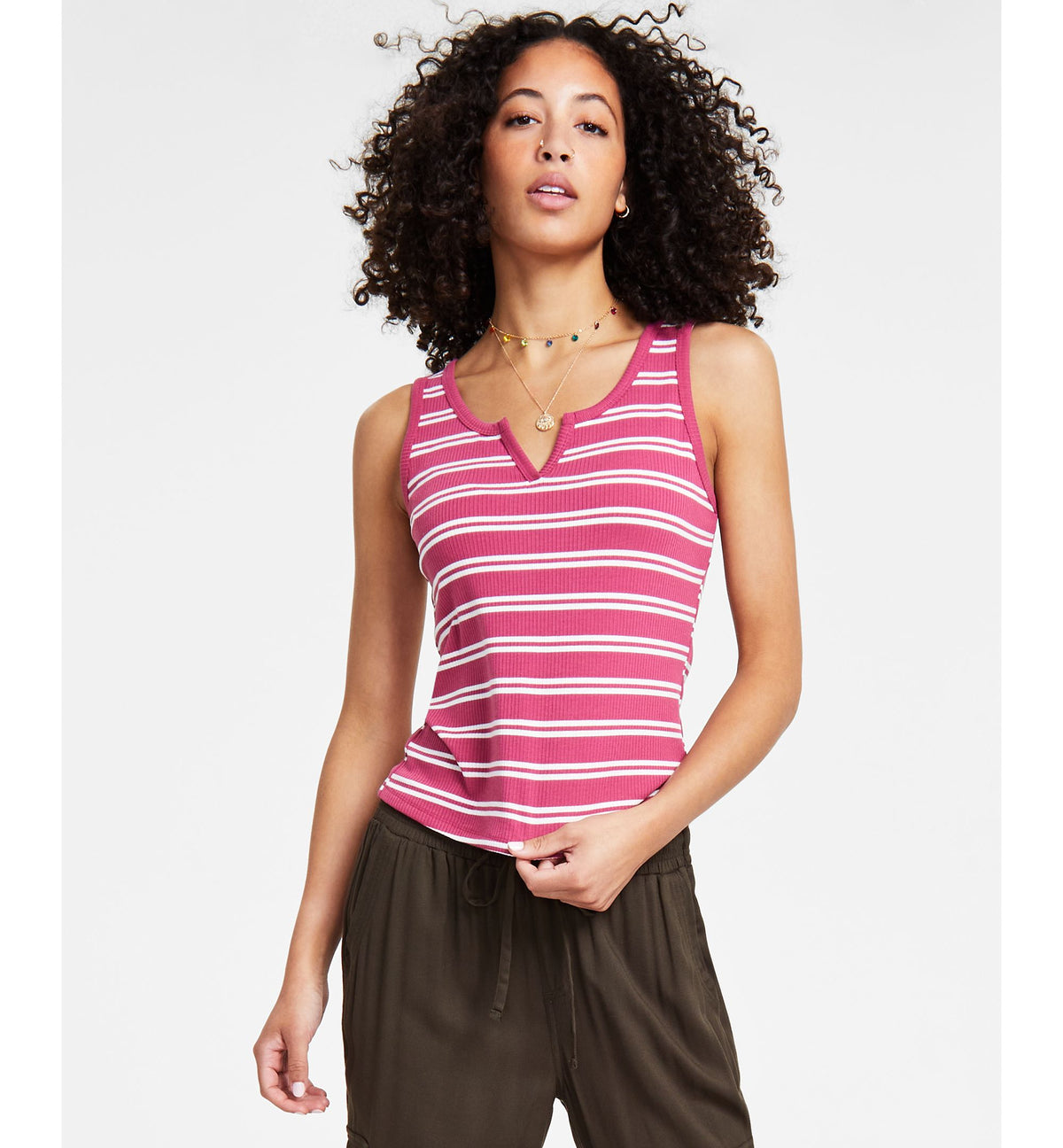 Juniors' Notch-Neck Sleeveless Top
