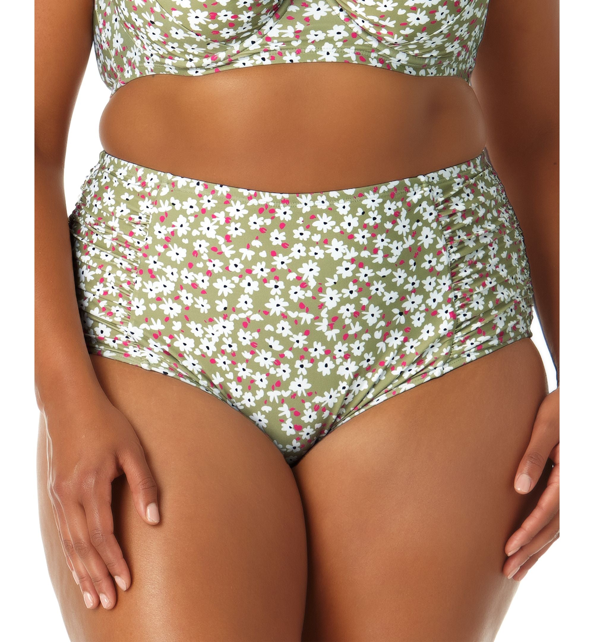 Plus Size Shirred Tummy-Control Bikini Bottoms