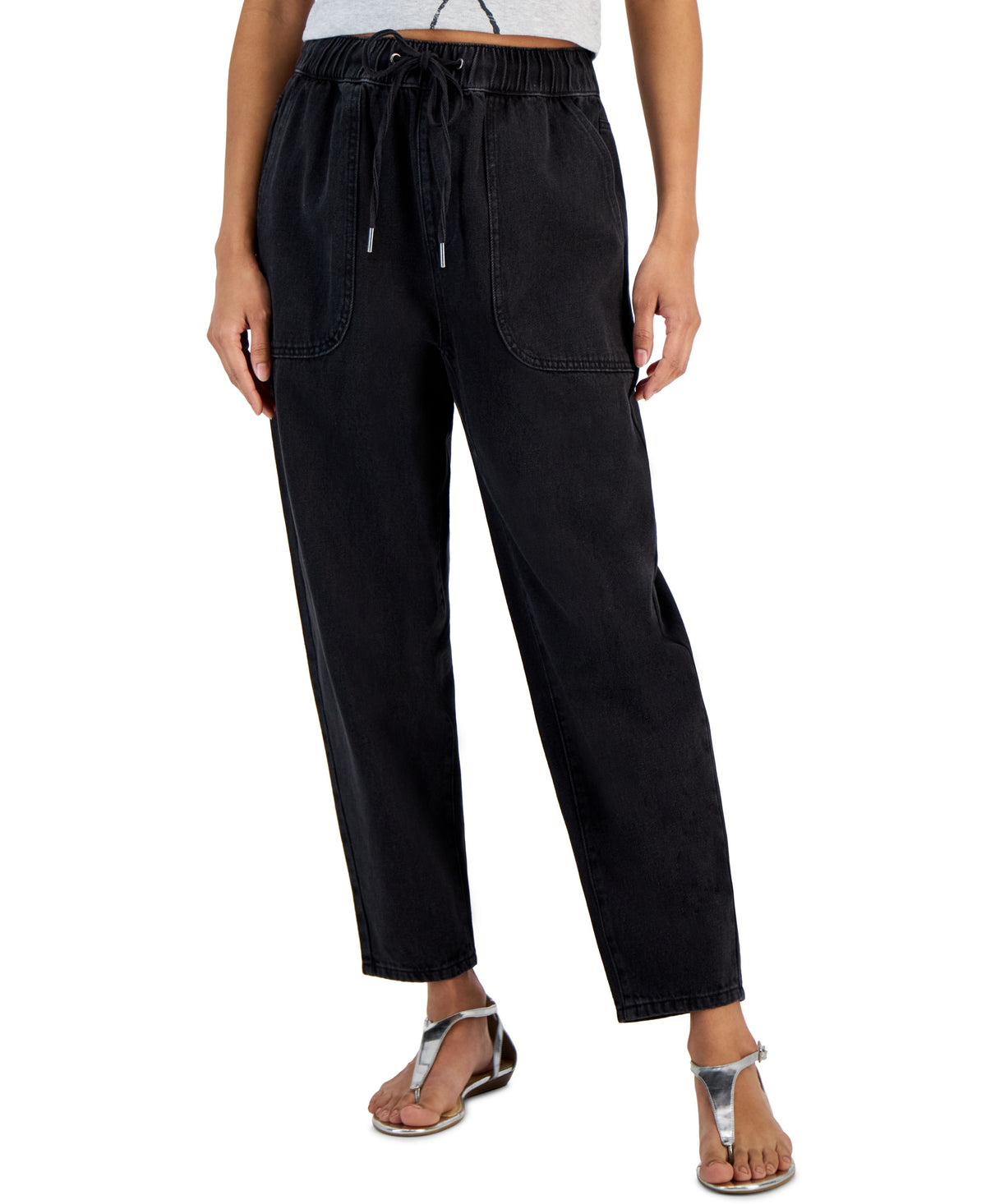 Juniors' Denim Drawstring Pants