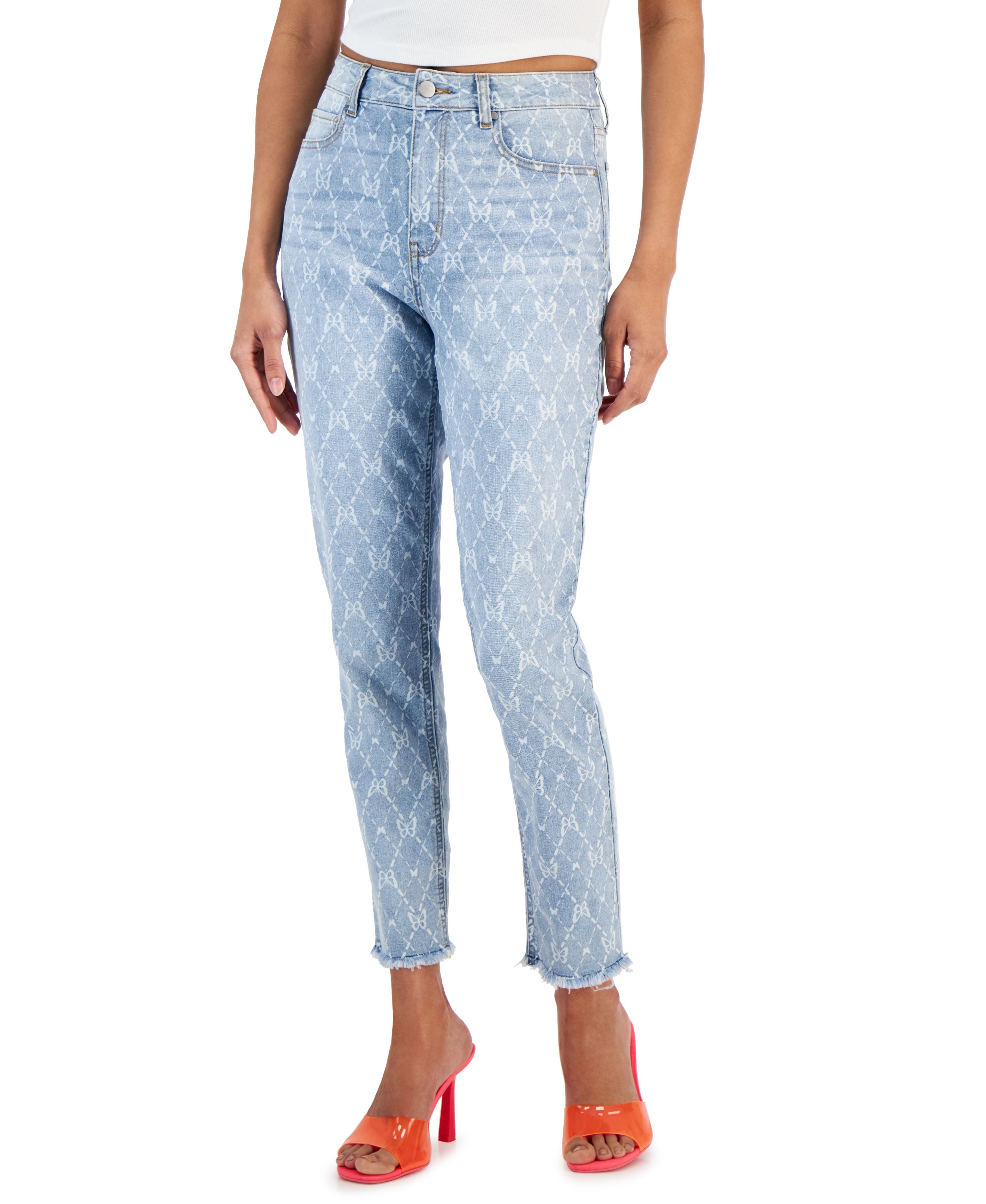 Juniors' Relaxed Skinny Frayed Jeans
