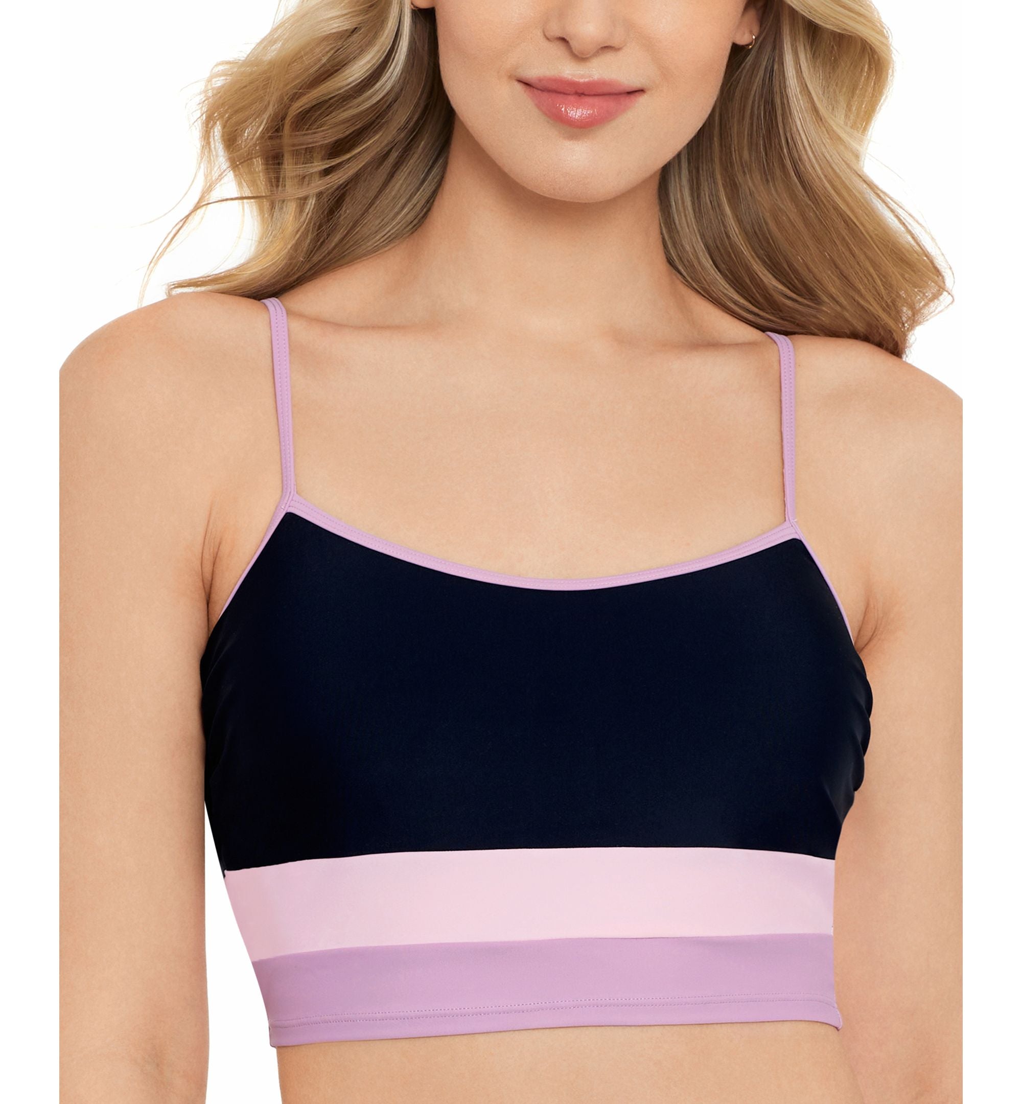 Juniors' Colorblocked Longline Bikini Top