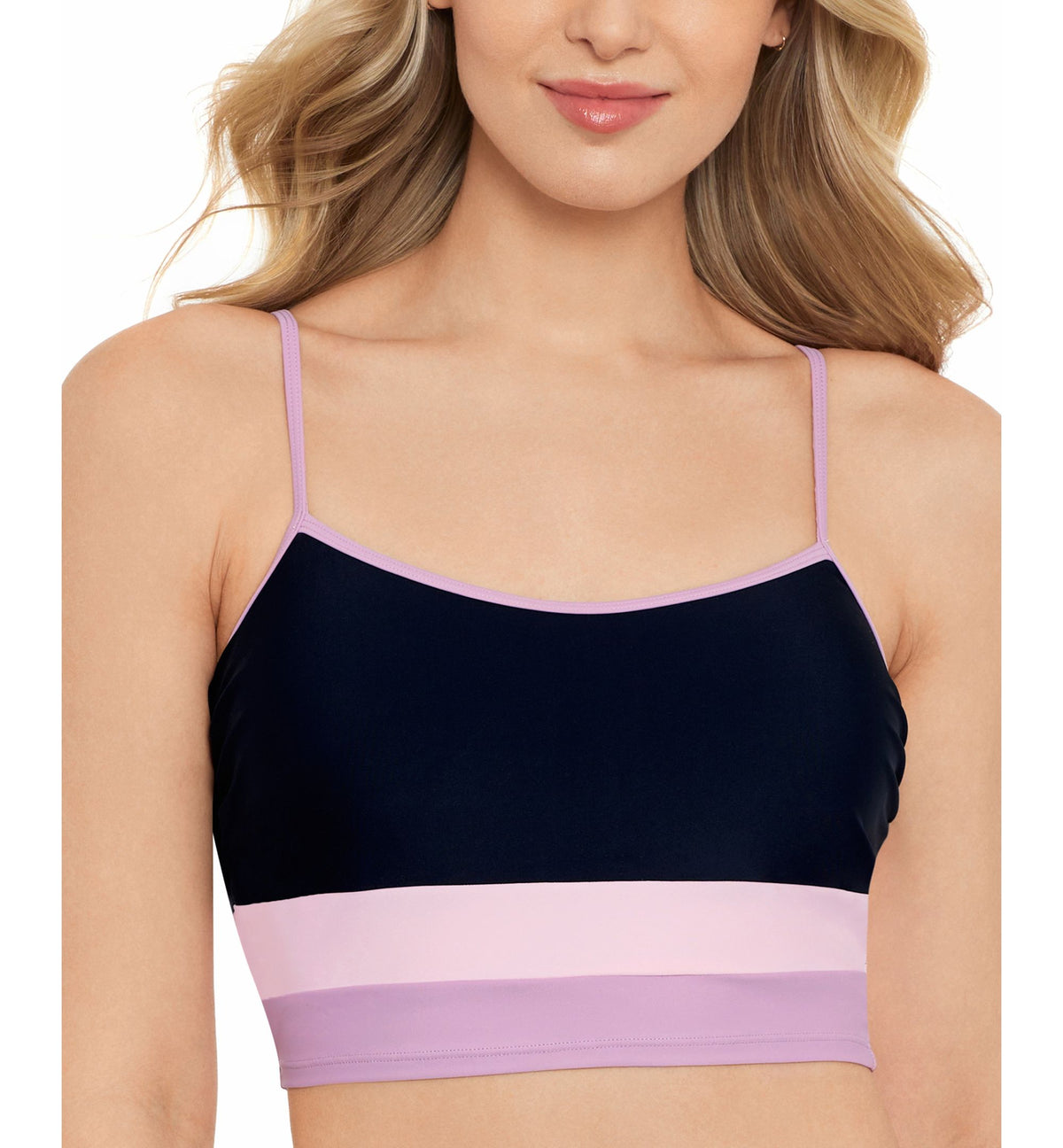Juniors' Colorblocked Longline Bikini Top