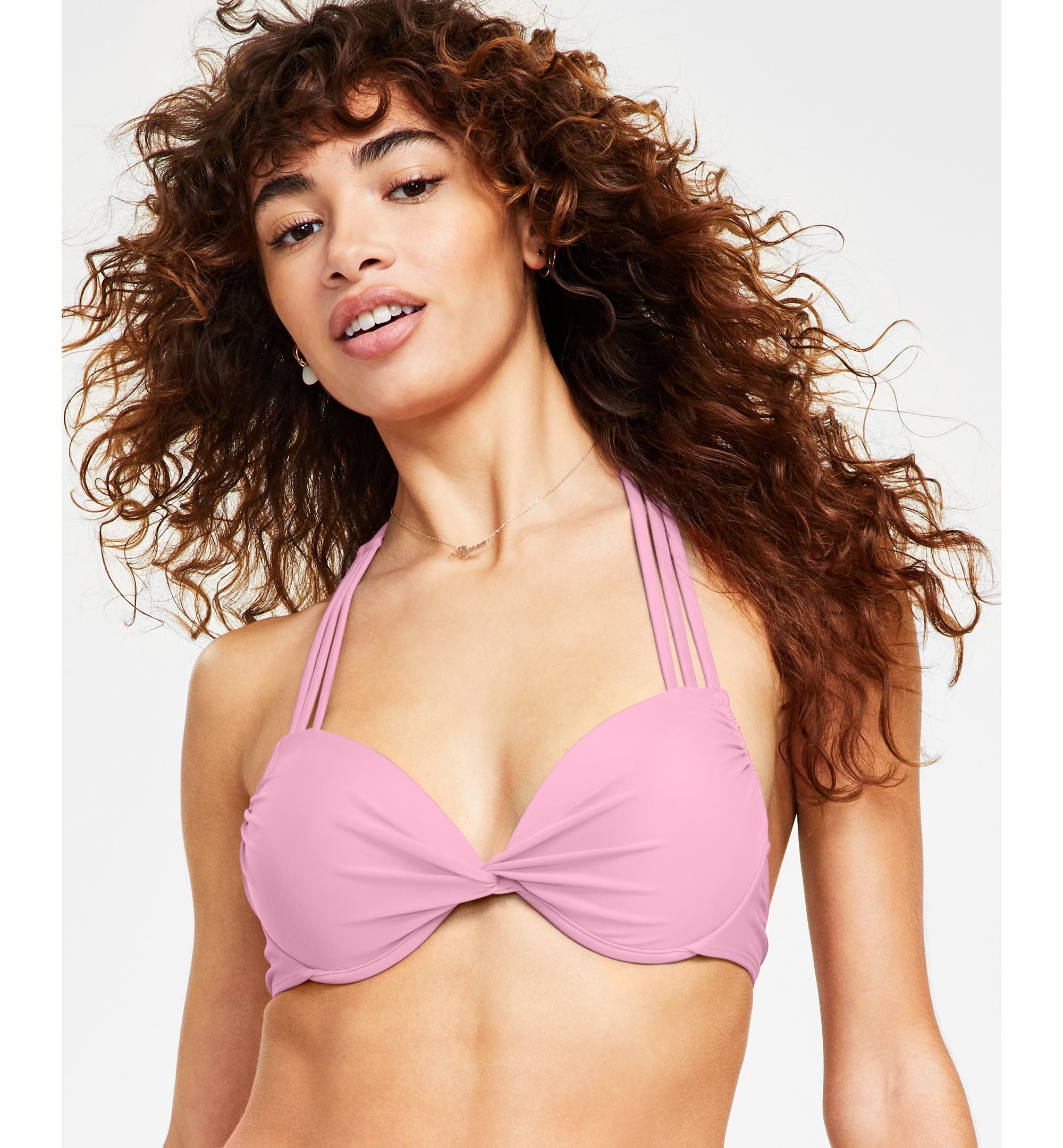 Juniors' Strappy Underwire Push-Up Bikini Top