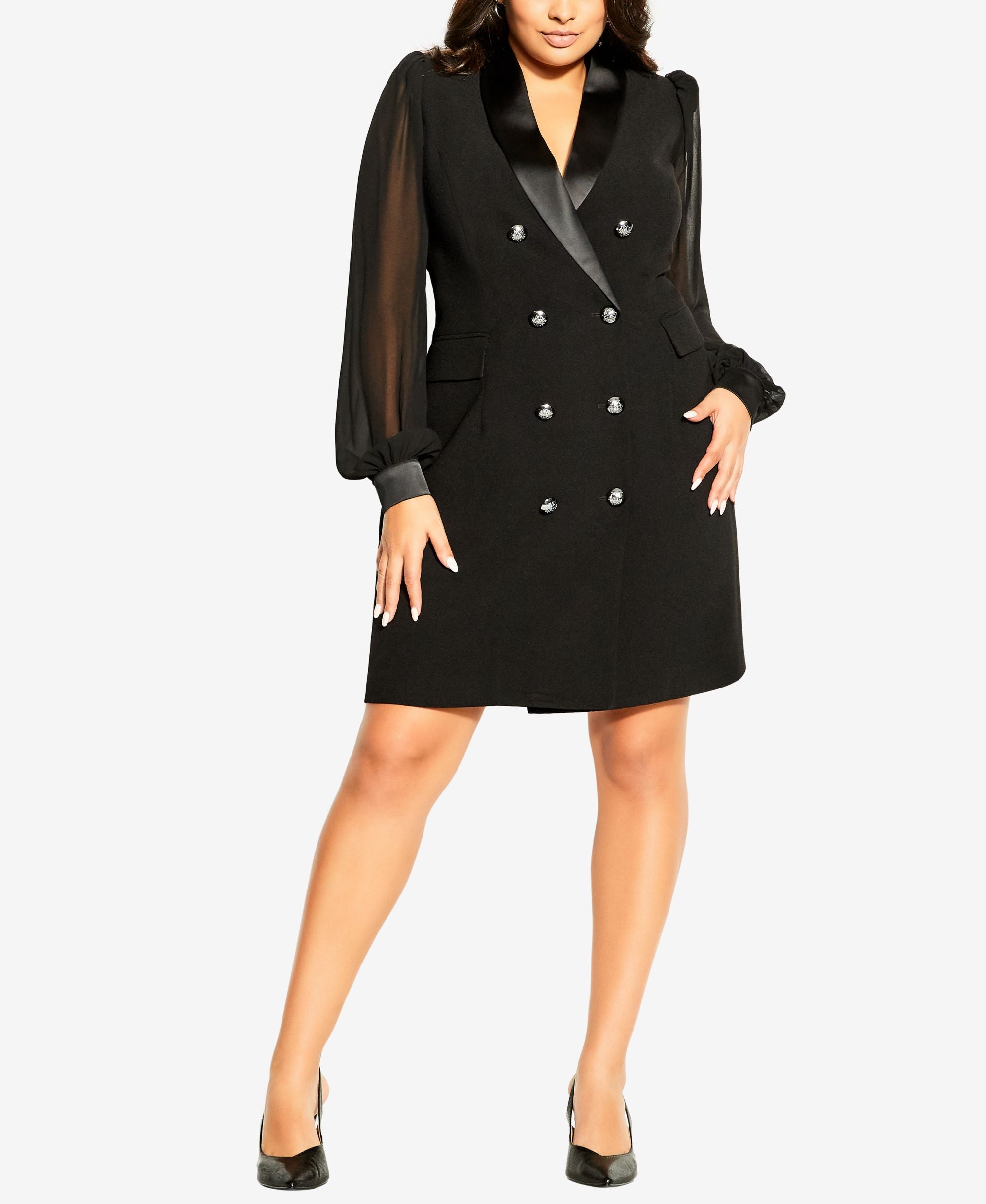 Trendy Plus Size Tux Seduction Blazer Dress