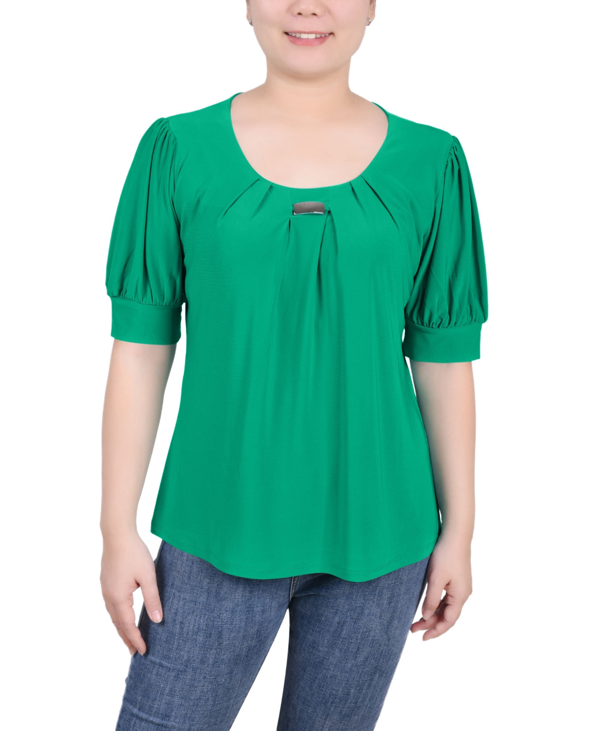 Petite Short Sleeve Balloon Sleeve Top