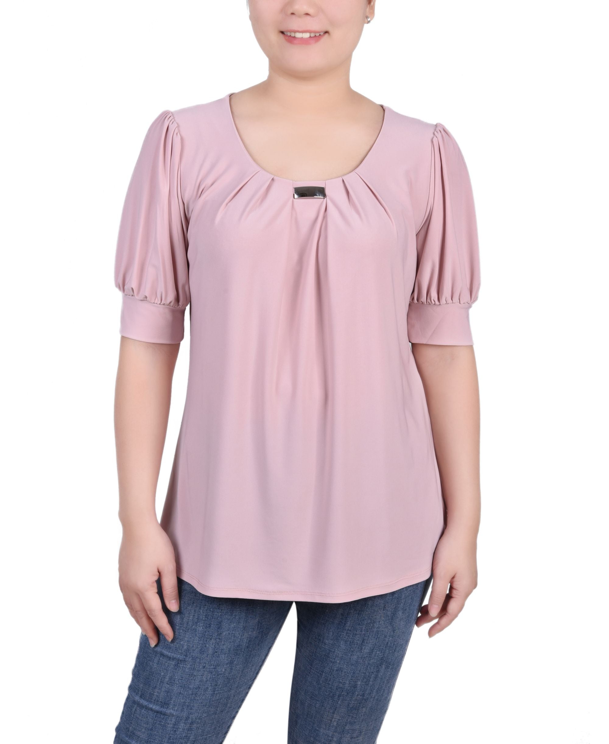 Petite Short Sleeve Balloon Sleeve Top