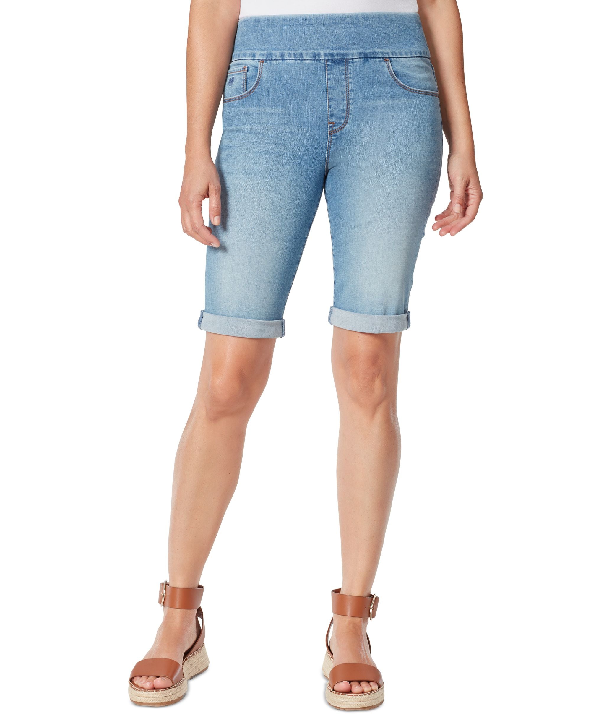Petite Amanda Denim Pull-On Bermuda Shorts
