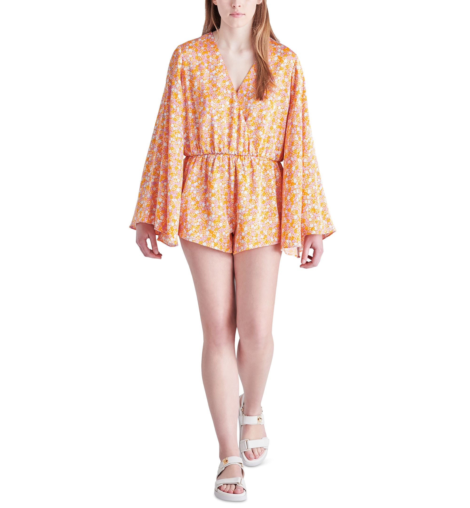 Women's Farrah Faux-Wrap Charmeuse Romper