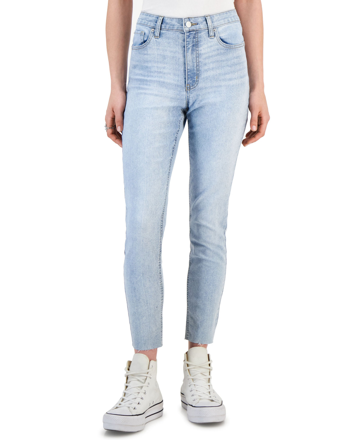 Women's Cut-Hem Mid-Rise Skinny Denim Jeans