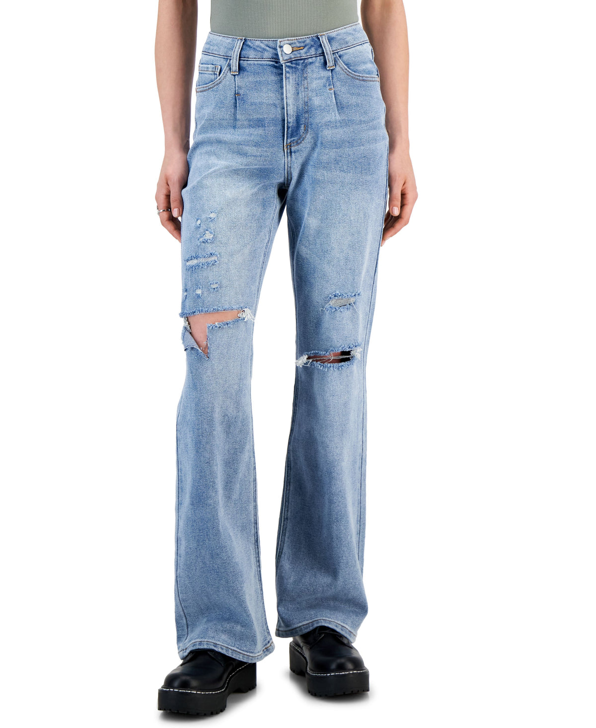 Juniors' High-Rise Relaxed Flare Jeans