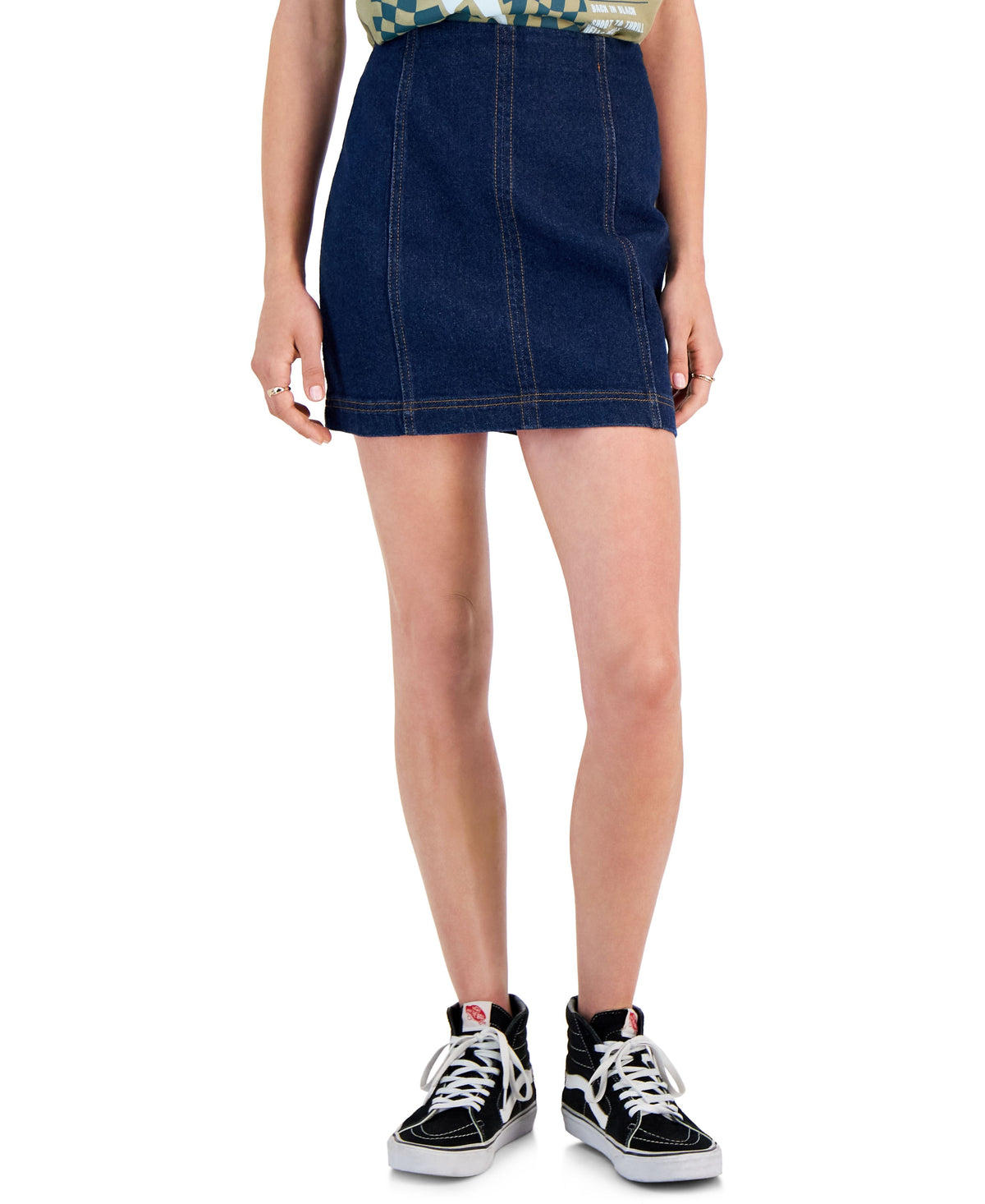 Juniors' Seamed Mini Skirt