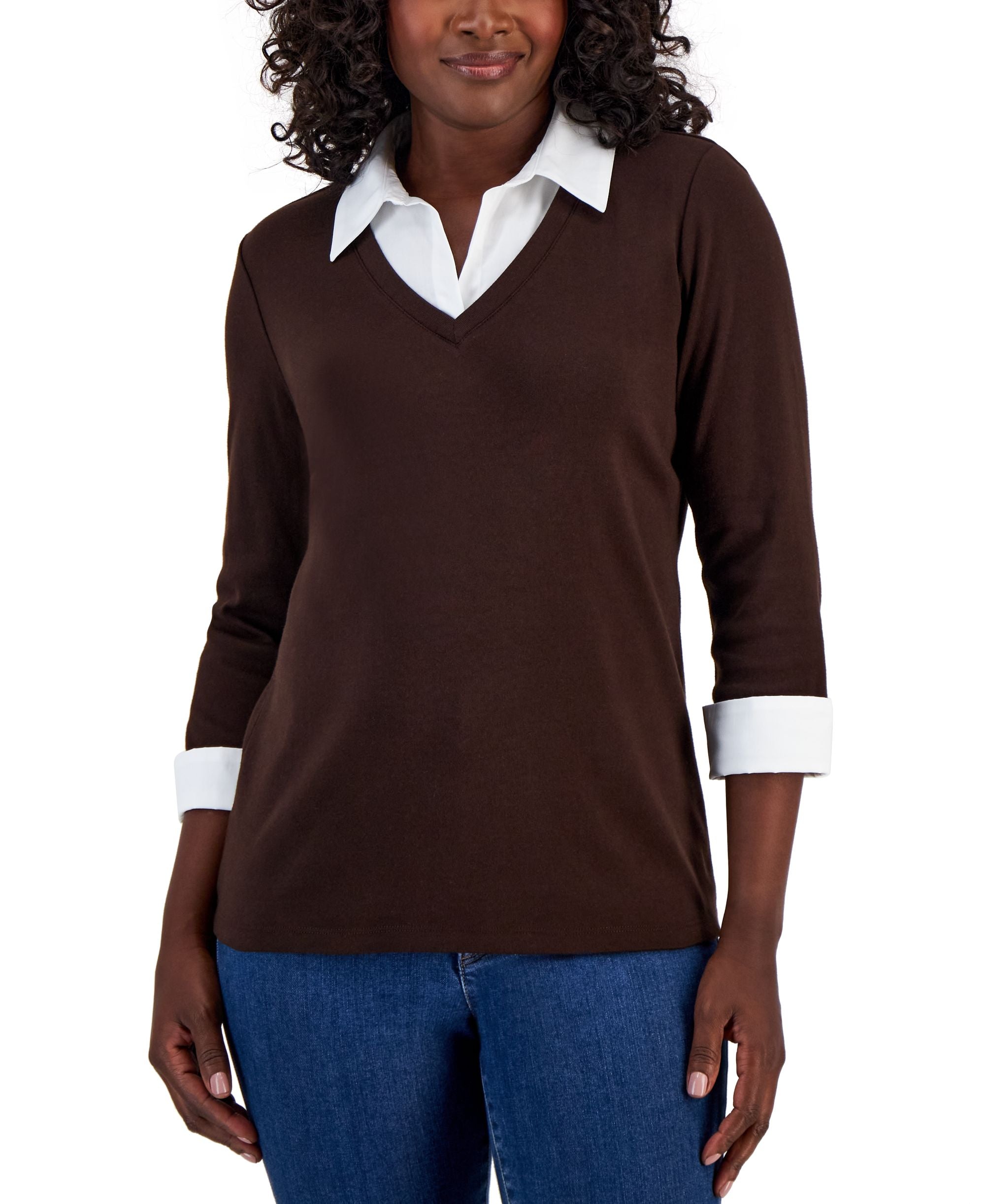 Cotton Layered-Look Woven Top