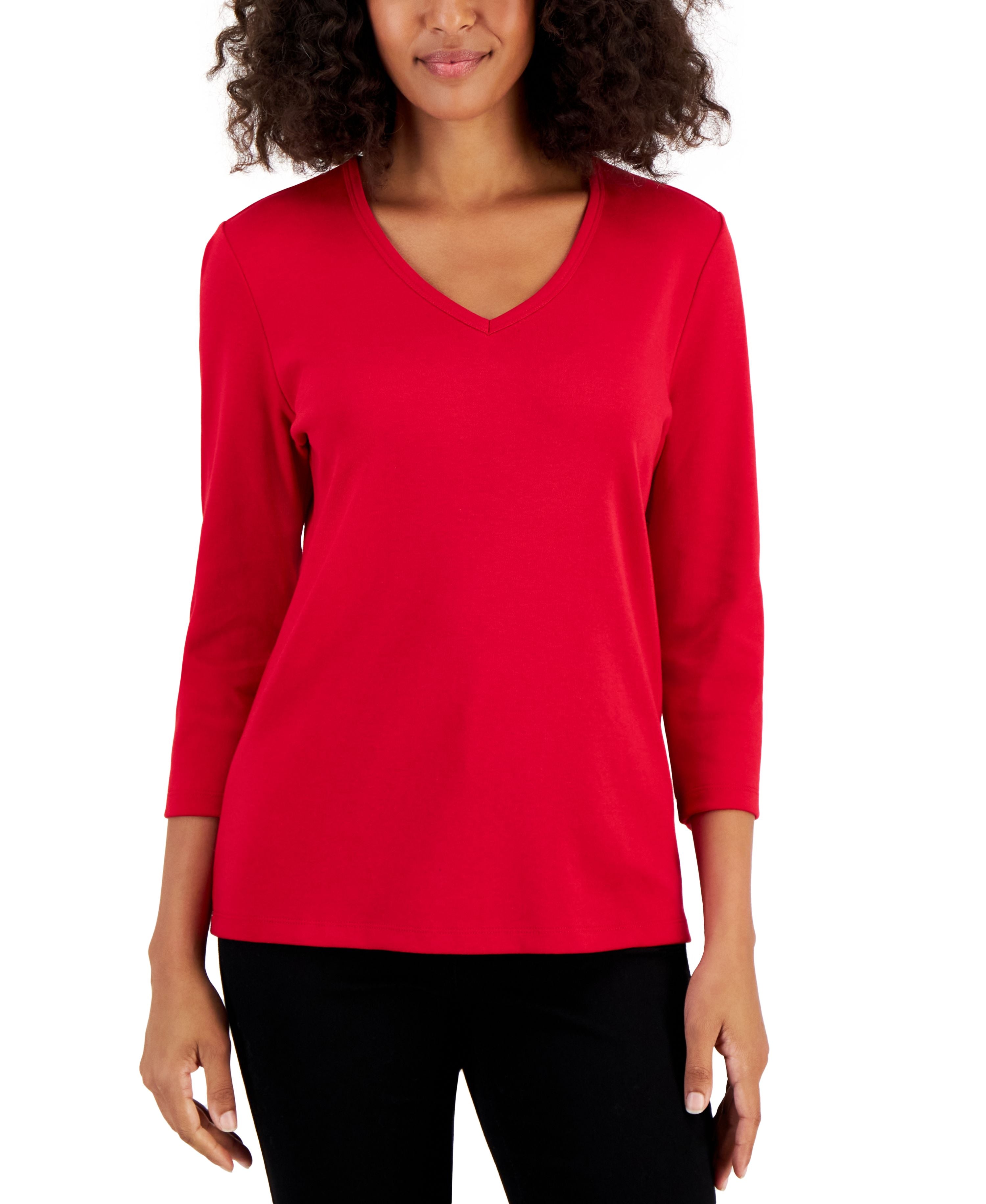 V-Neck 3/4-Sleeve Top