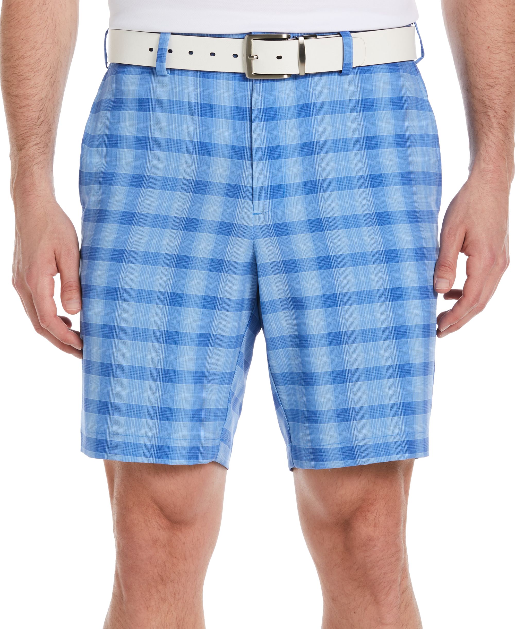 Men's Moisture-Wicking Stretch Shadow Plaid 9" Golf Shorts