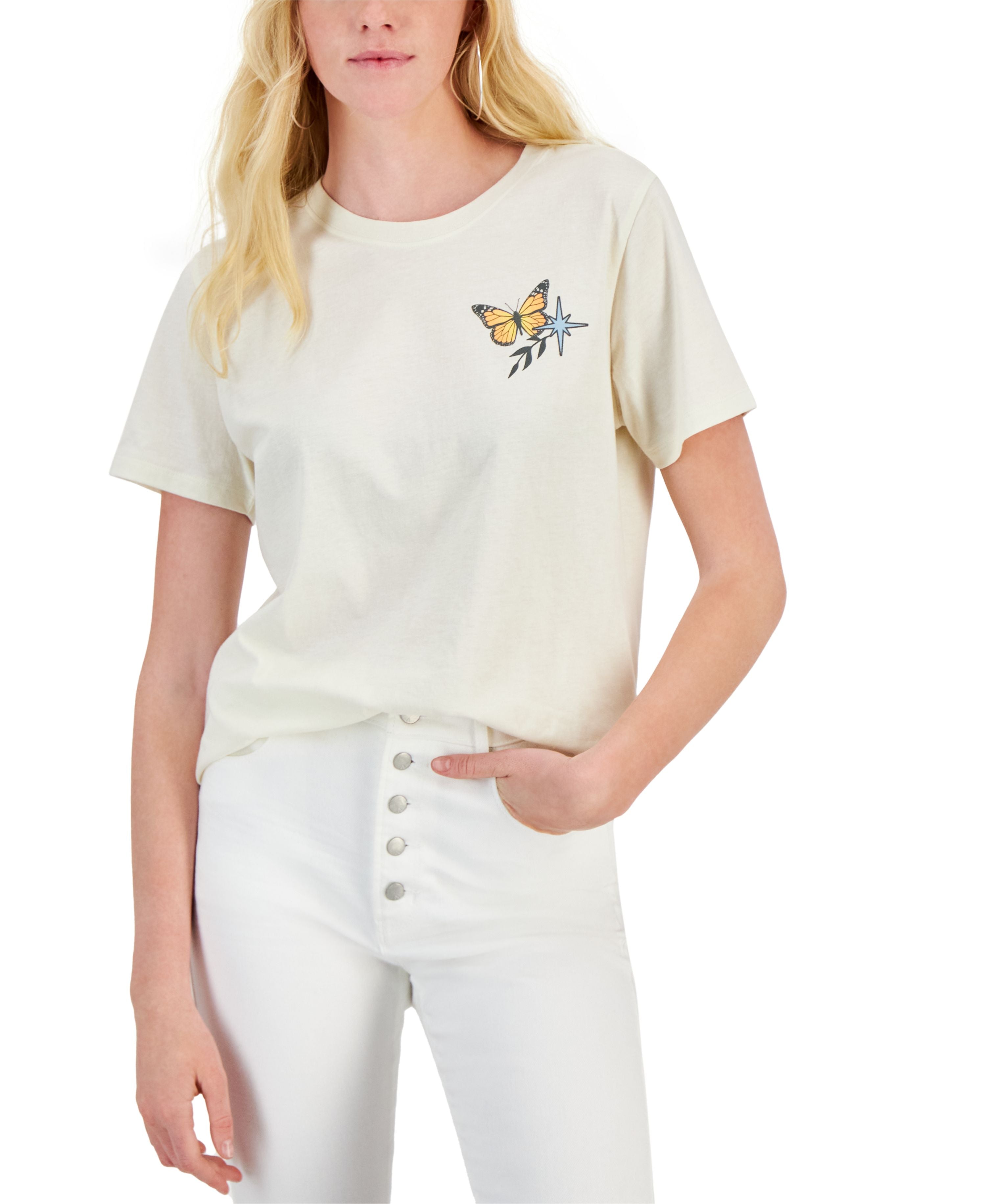 Juniors' Butterfly Graphic Short-Sleeve T-Shirt