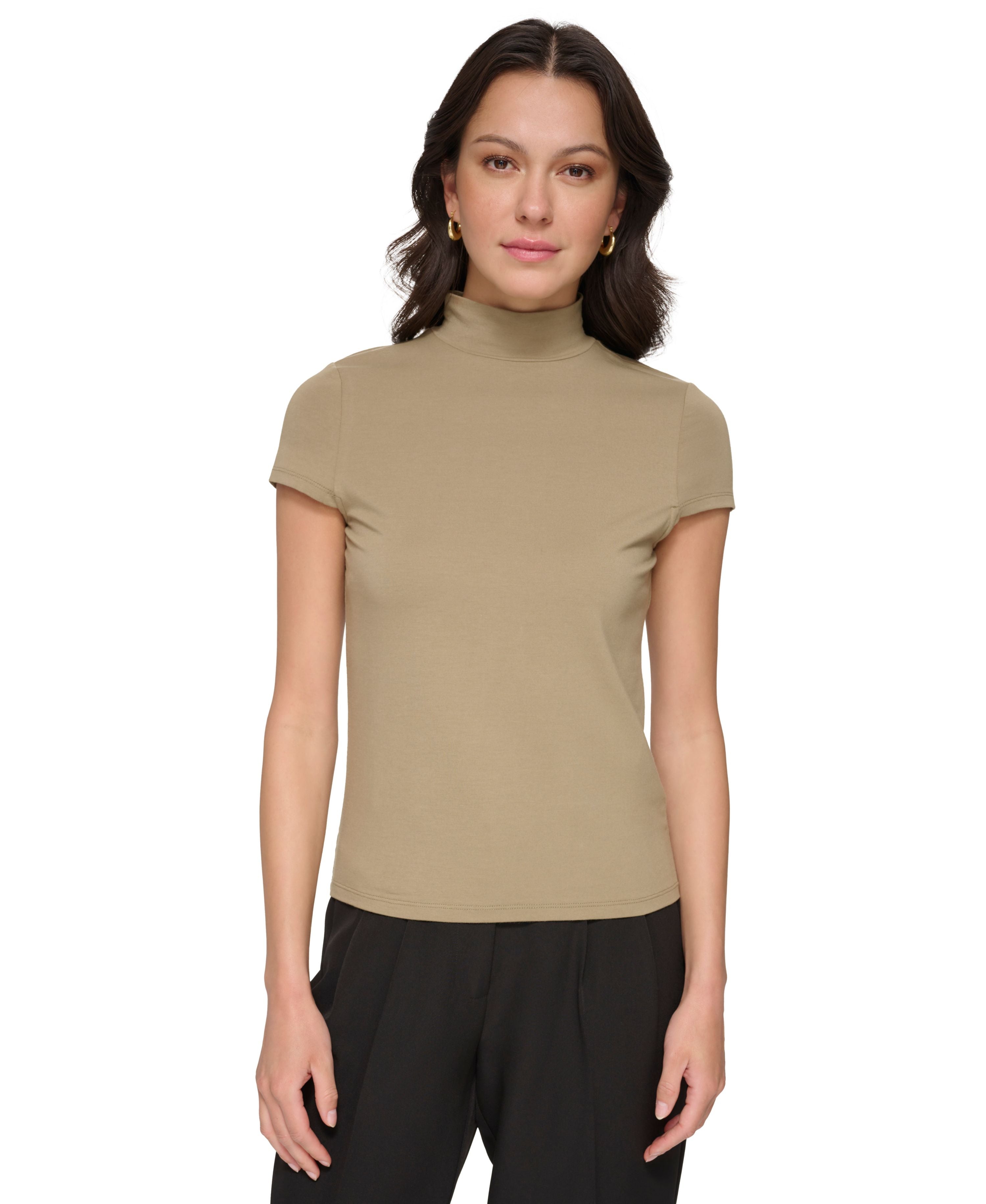 Cap Sleeve Mock Neck Top
