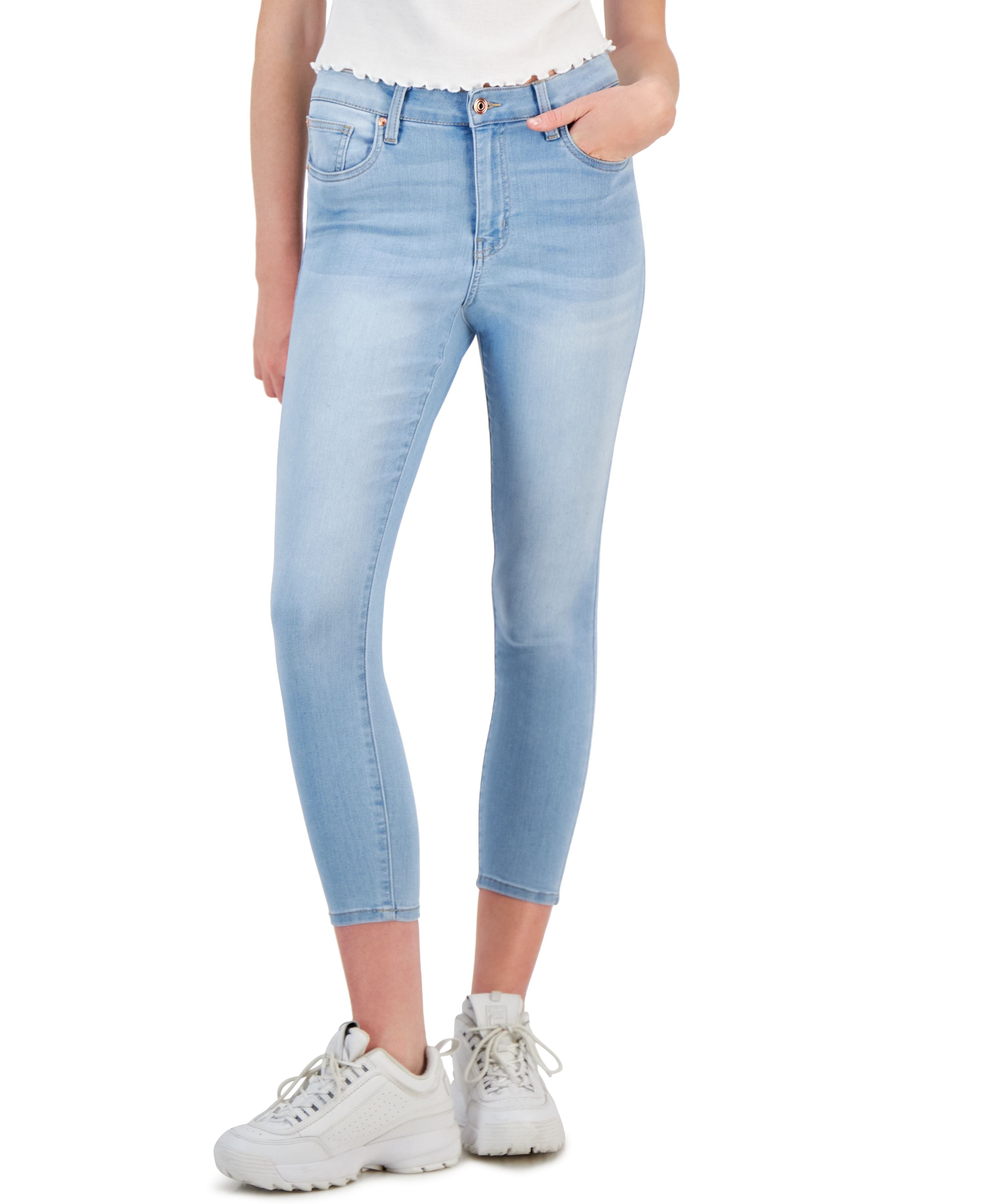 Juniors' Curvy Distressed Skinny Ankle Jeans
