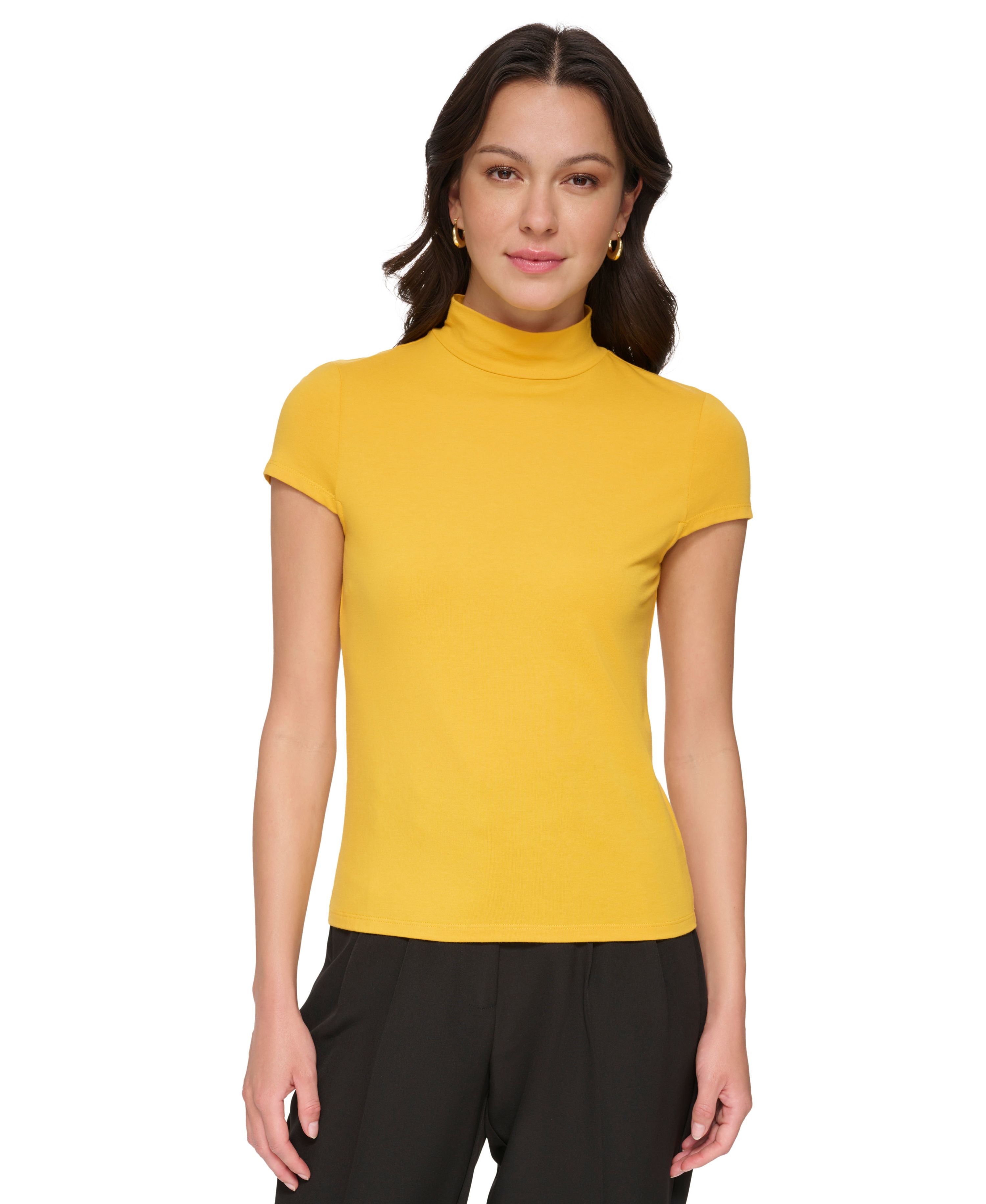 Cap Sleeve Mock Neck Top