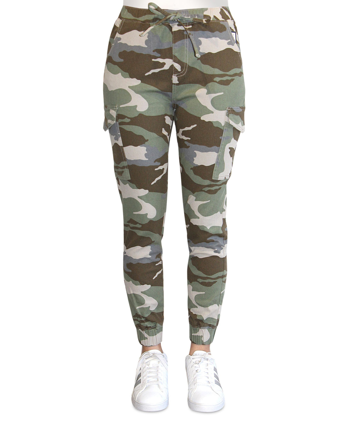 Crave Fame Juniors' Camo-Print High-Rise Cargo Joggers
