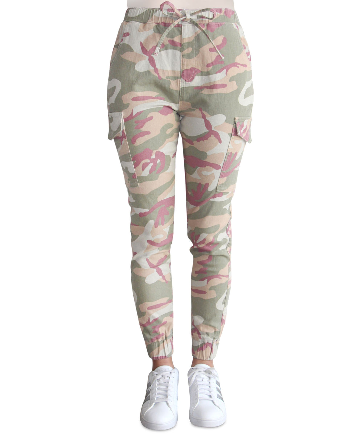 Crave Fame Juniors' Camo-Print High-Rise Cargo Joggers