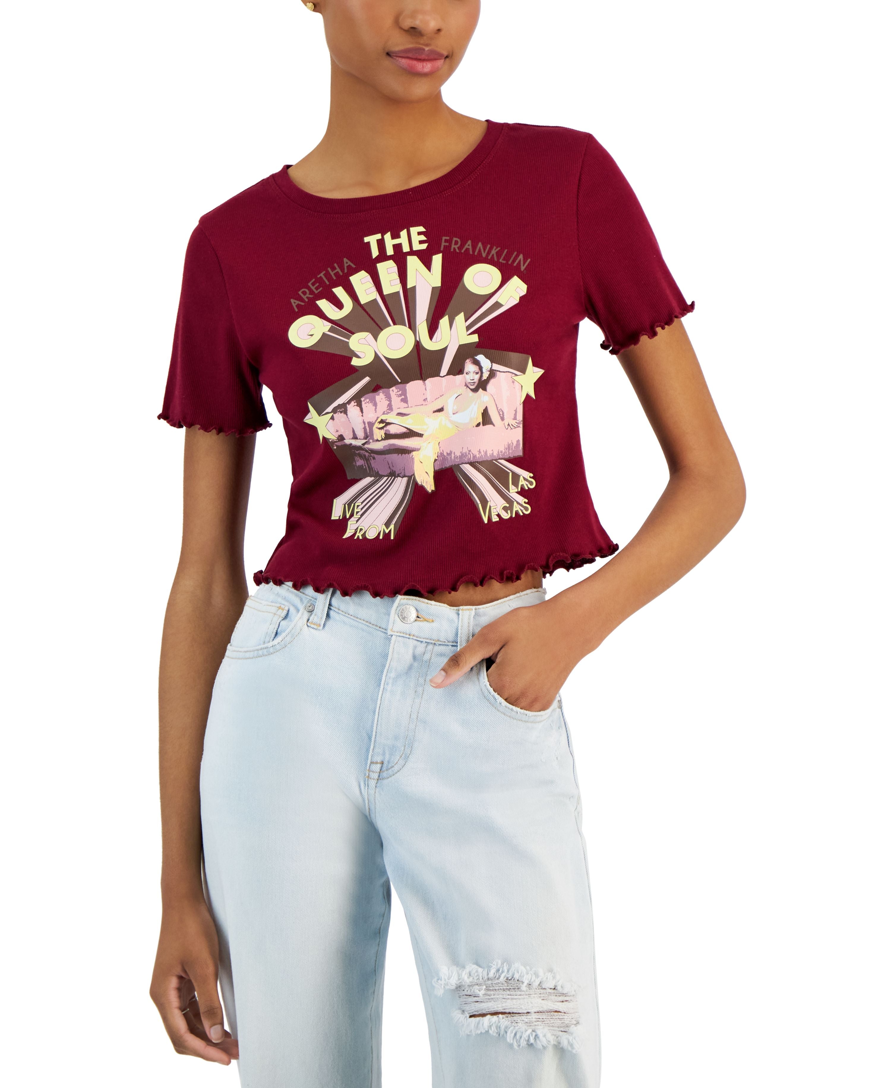 Juniors' Queen of Soul Lettuce-Edge T-Shirt