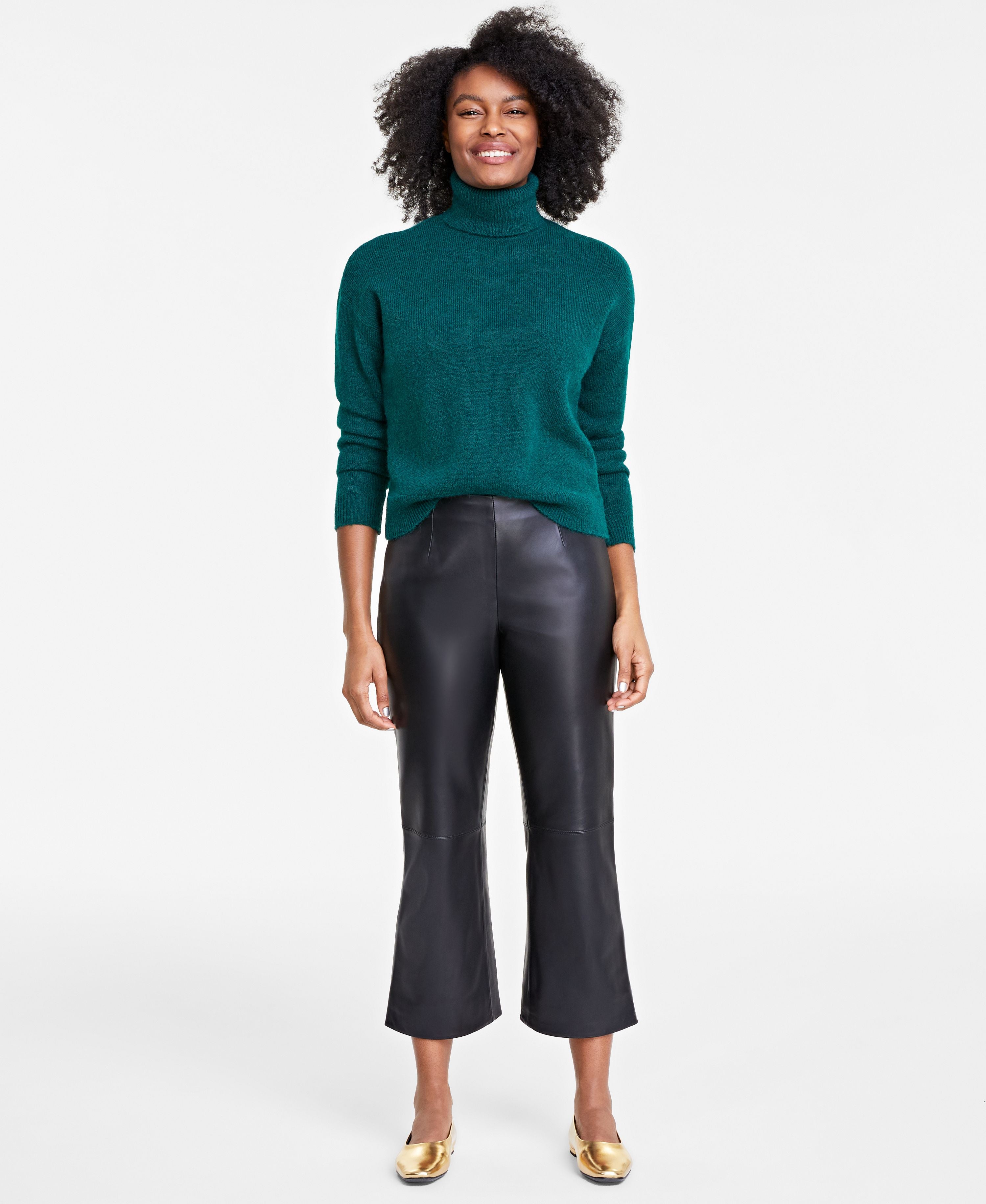 Women's Leather Kick-Flare Pants