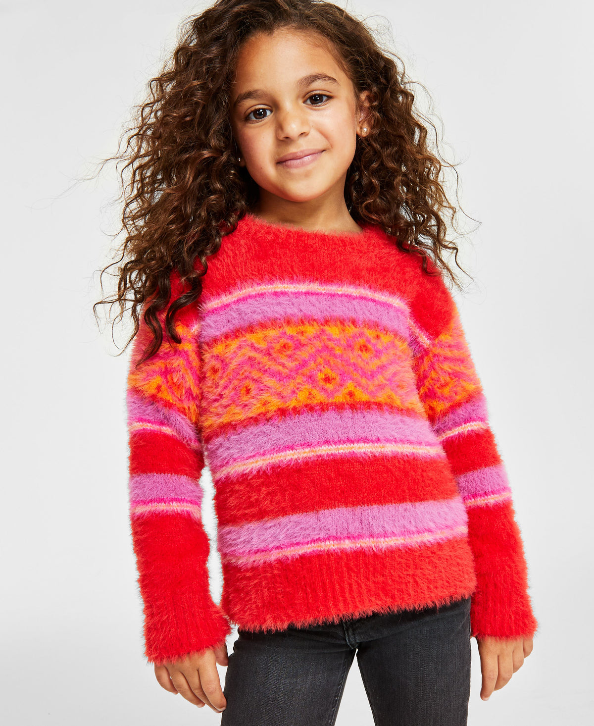 Holiday Lane Little Girls Fair Isle Crewneck Sweater