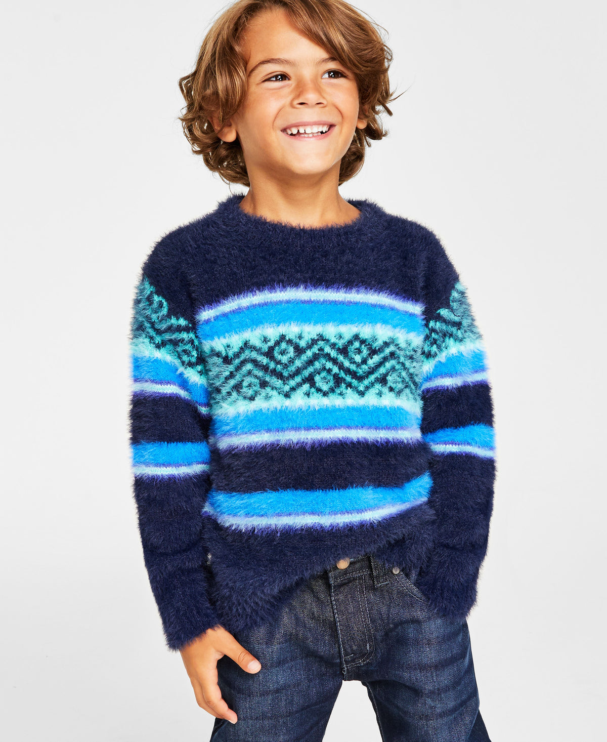 Holiday Lane Little Boys Fair Isle Crewneck Long-Sleeve Sweater
