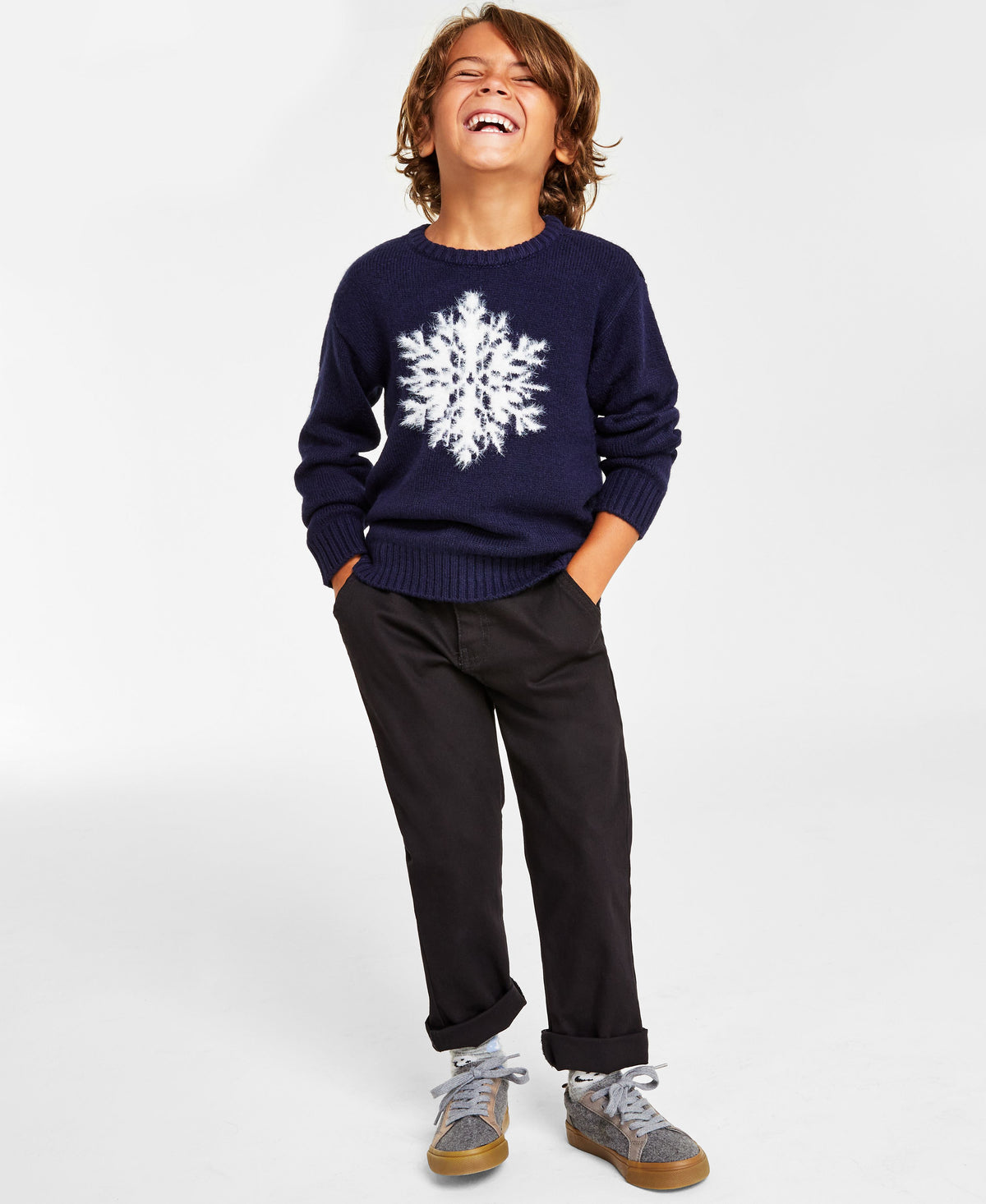 Holiday Lane Little Boys Snowflake Crewneck Sweater
