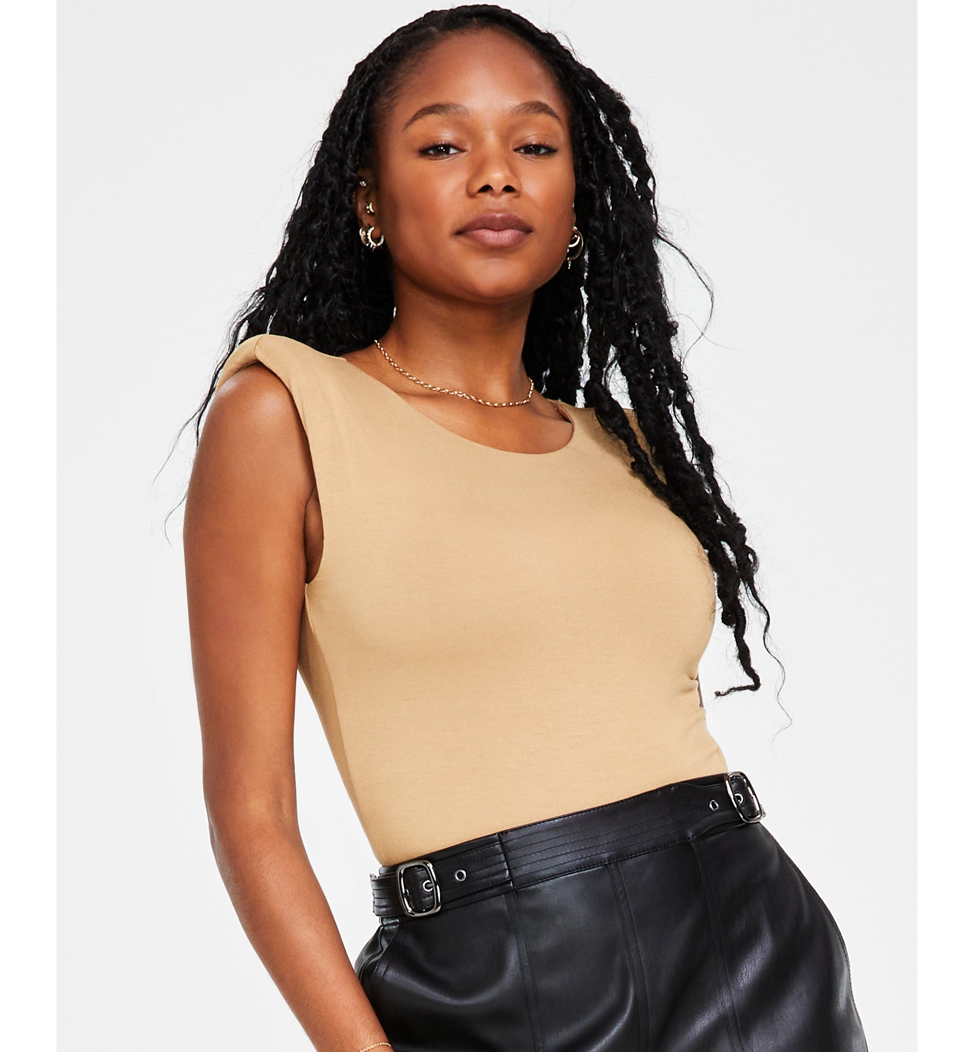 Women's Shoulder Pad Sleeveless Bodysuit