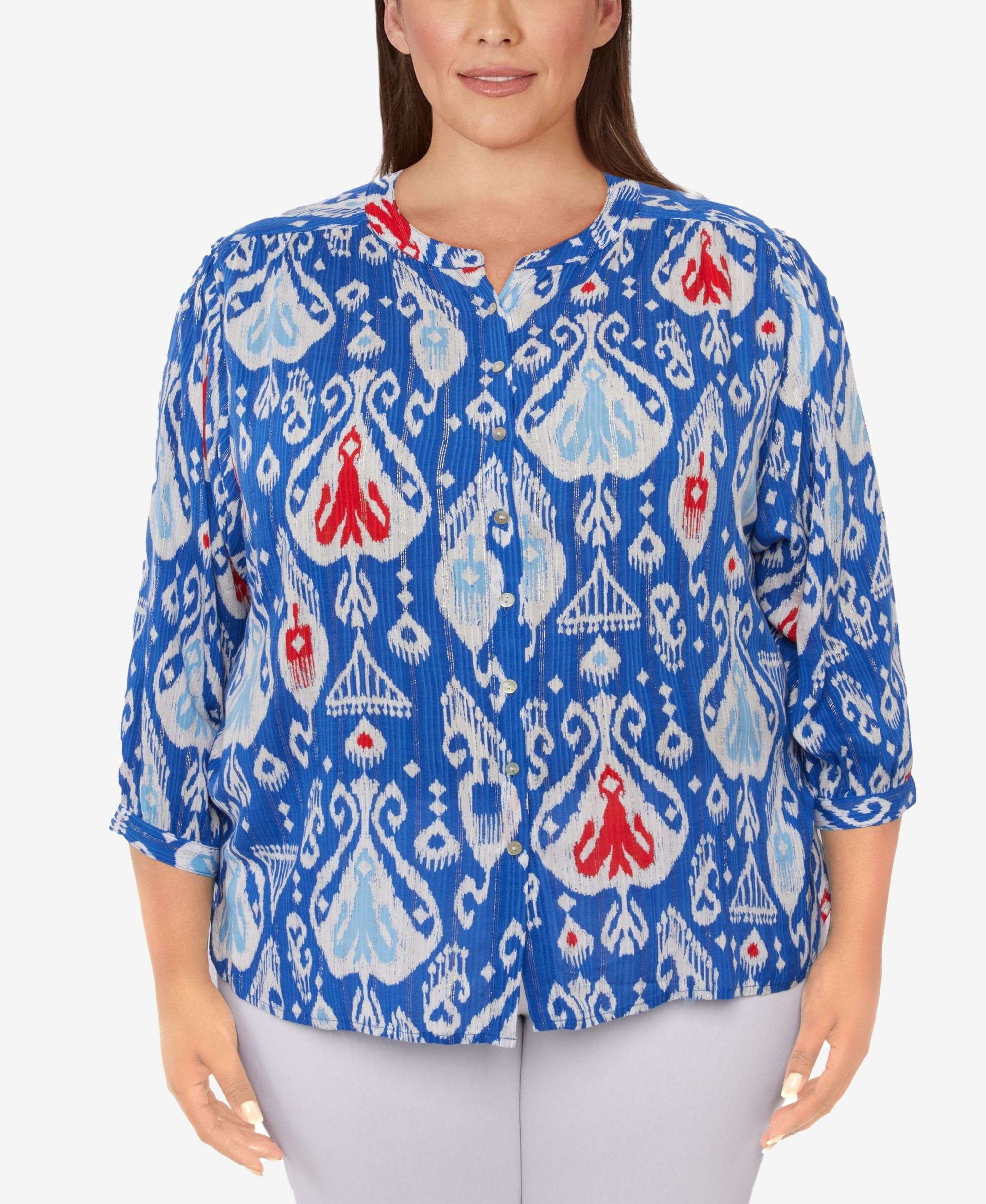 Plus Size Woven Allover Printed Top
