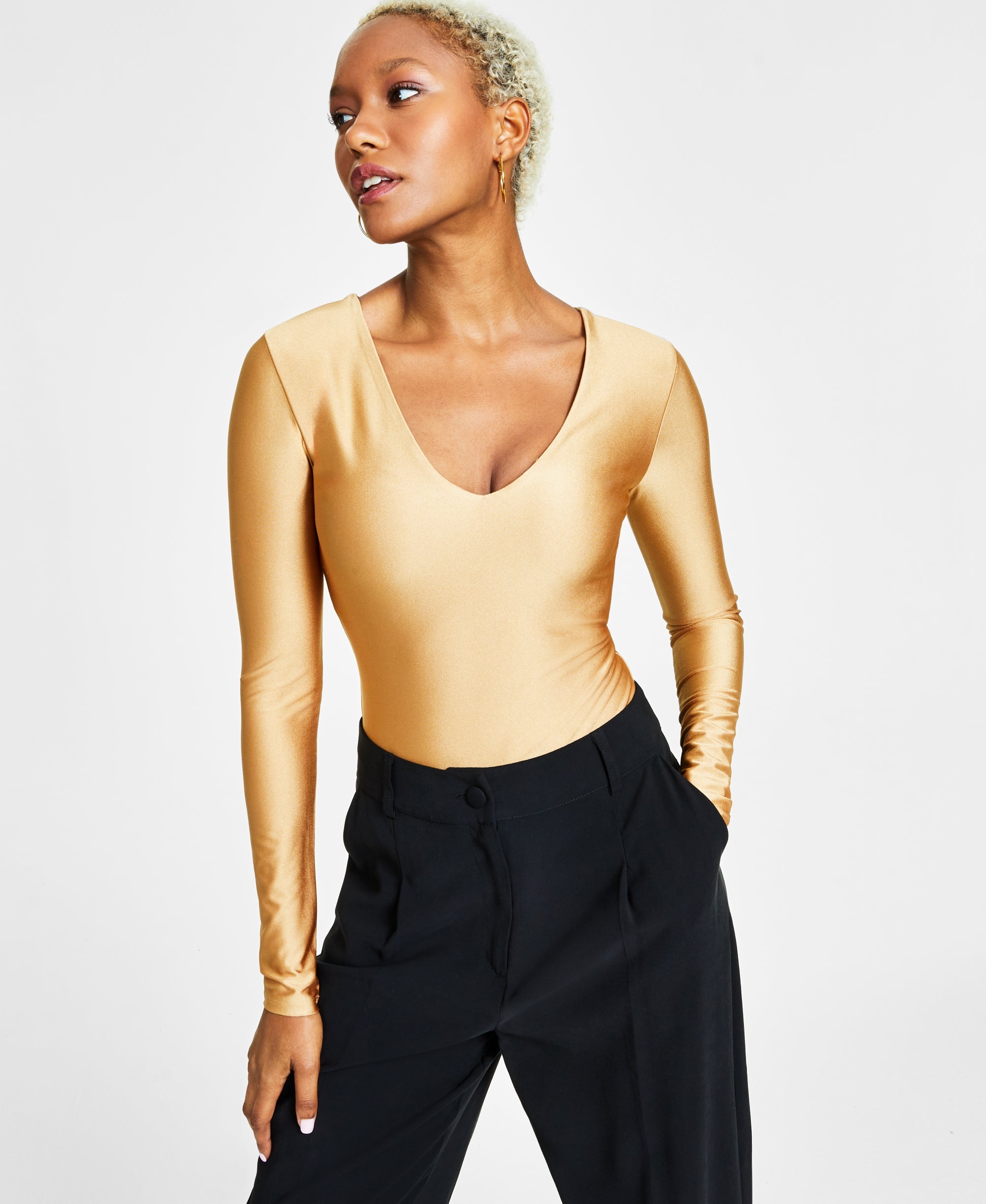 Women's Shine V-Neck Long-Sleeve Bodysuit